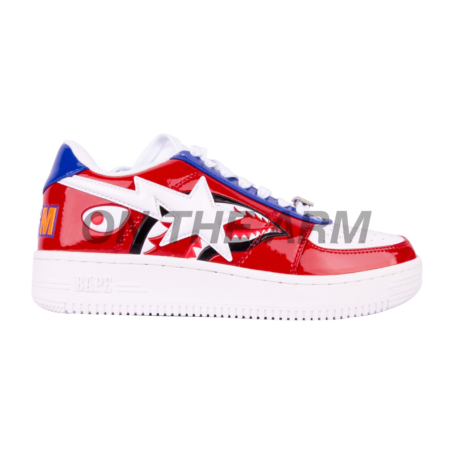 Bape Red Patent Leather Shark Bapesta