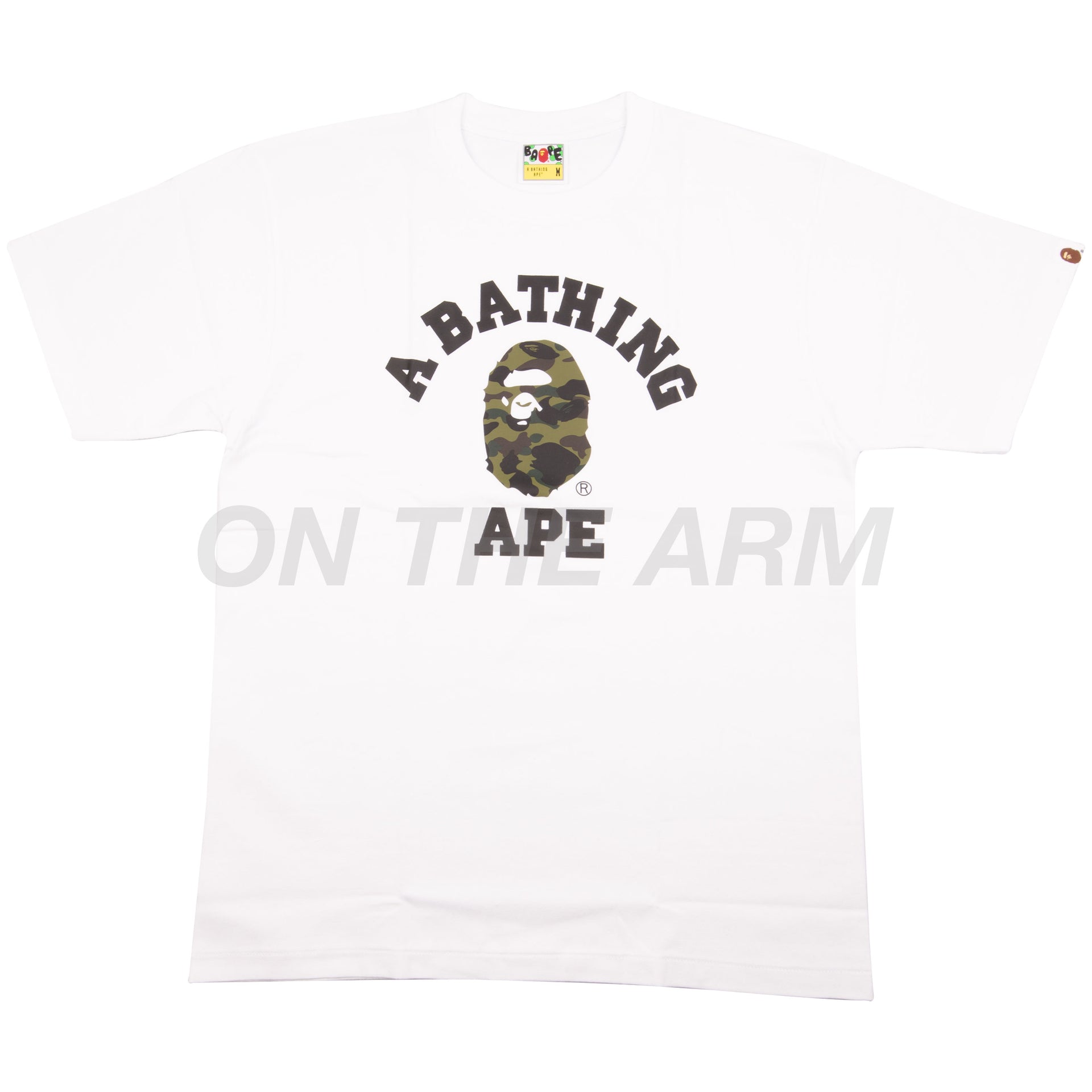 Bape White/Green First Camo College Logo Tee