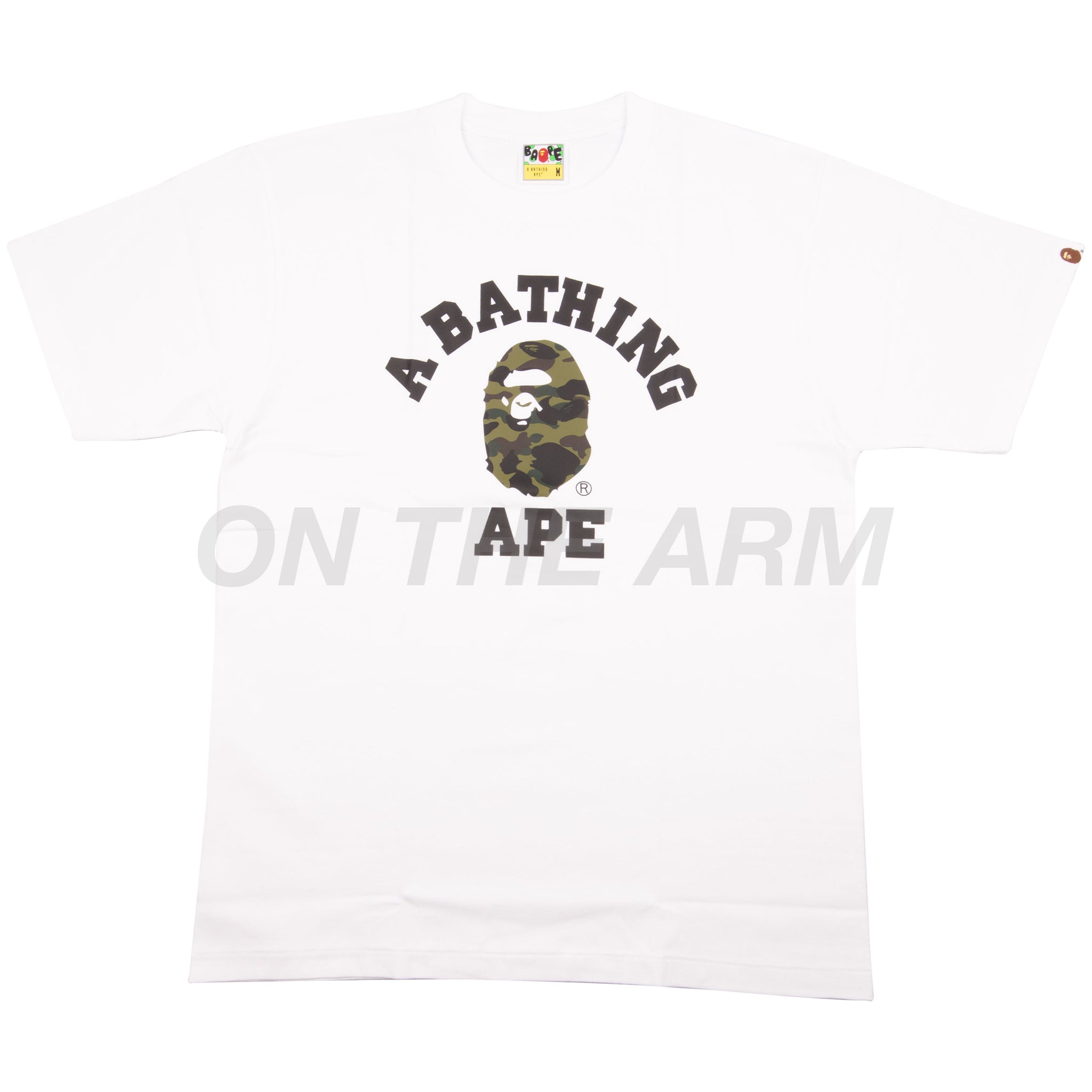Bape White/Green First Camo College Logo Tee