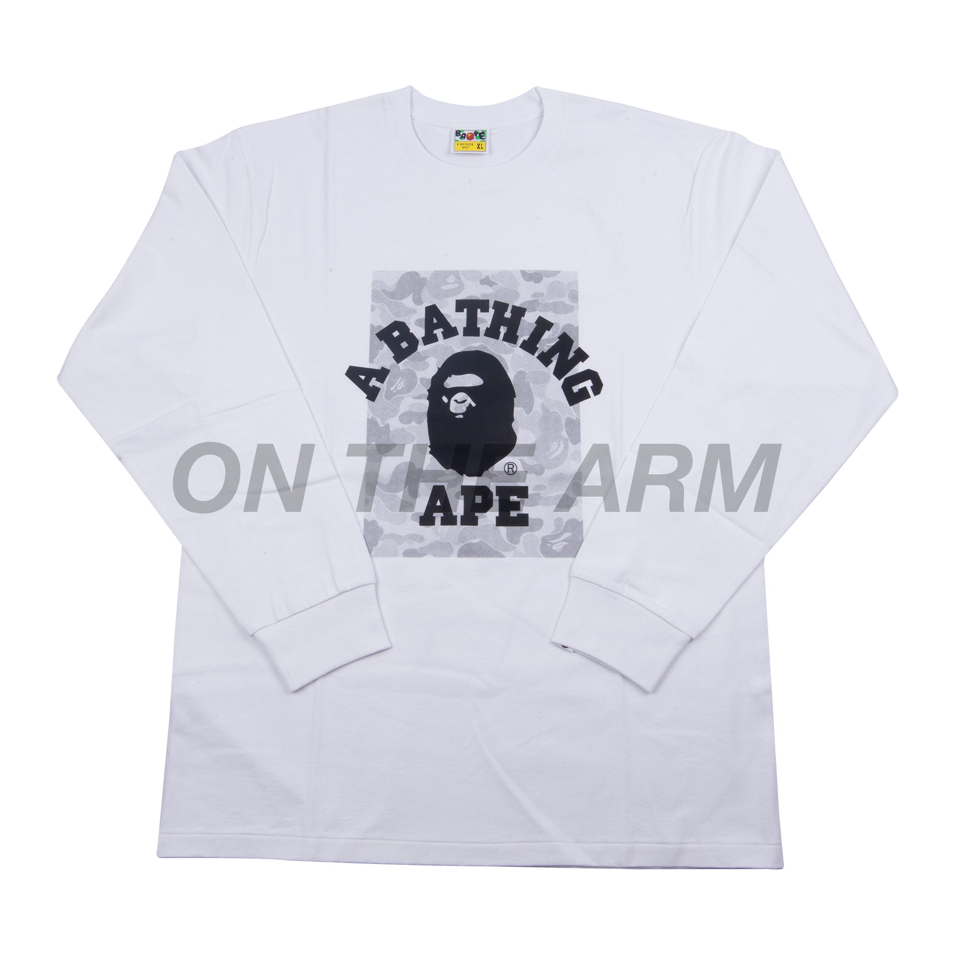 Bape White ABC Dot Reflective College Logo L/S