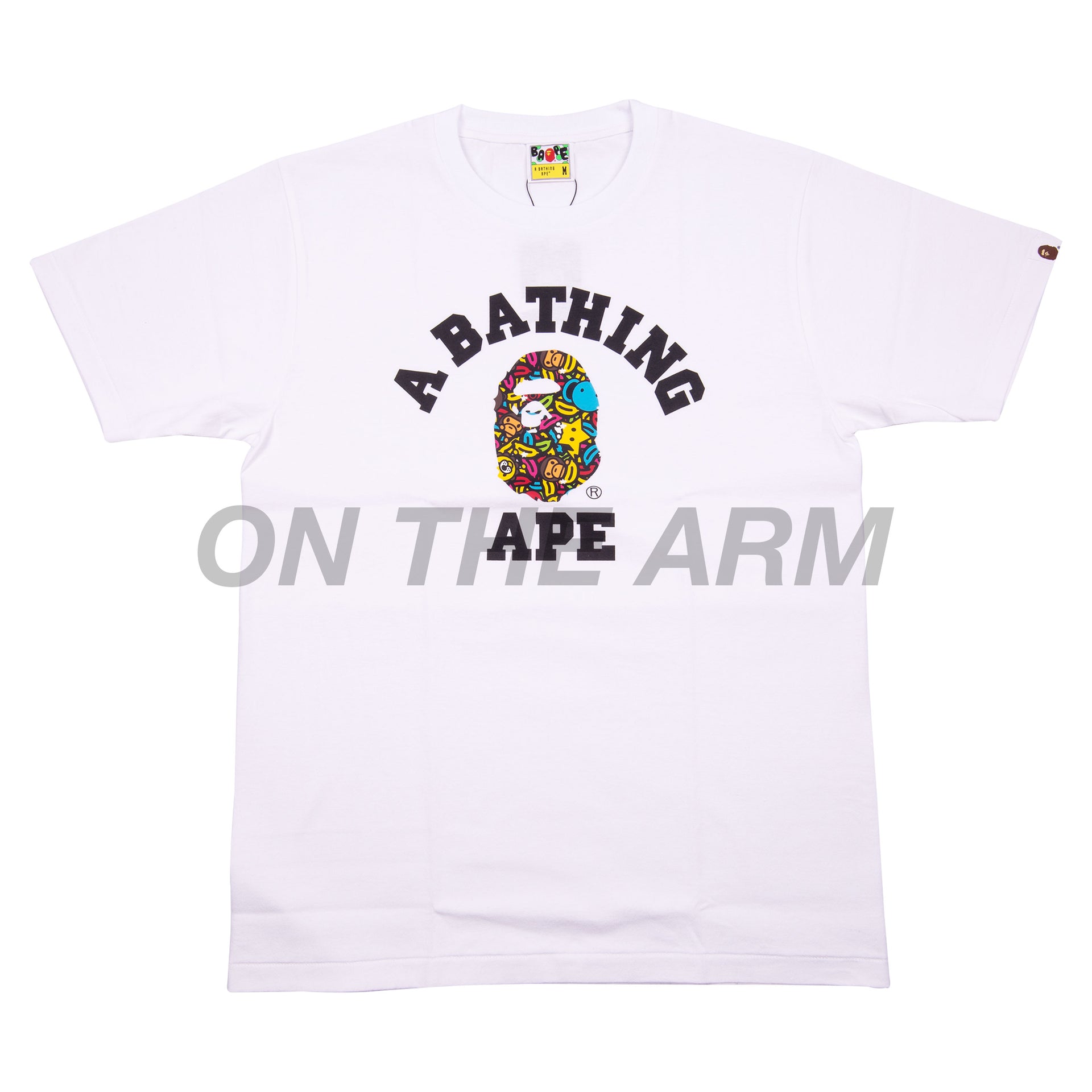 Bape White Baby Milo Banana Pool College Logo Tee