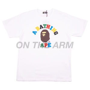 Bape White Cut & Sew College Logo Tee