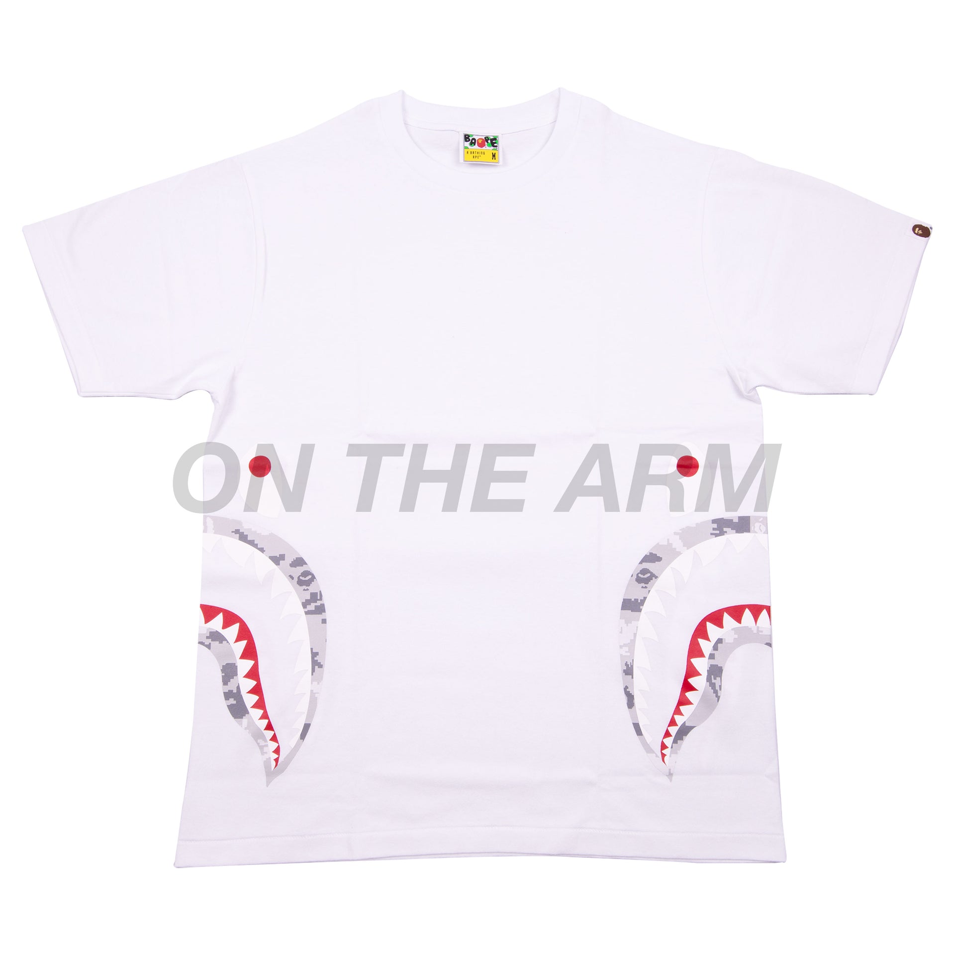 Bape White Digital Camo Side Shark Tee