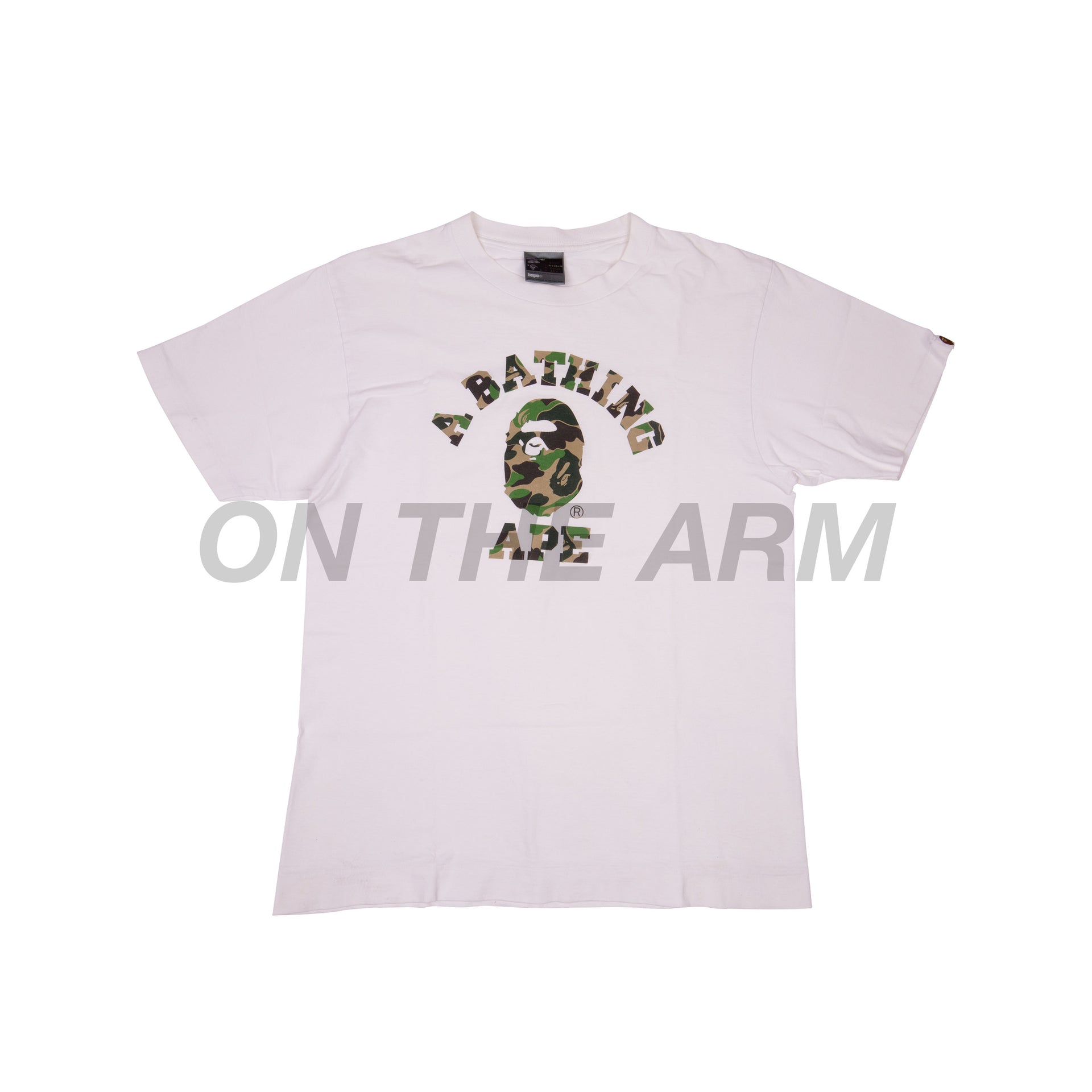 Bape White Green Camo College Tee