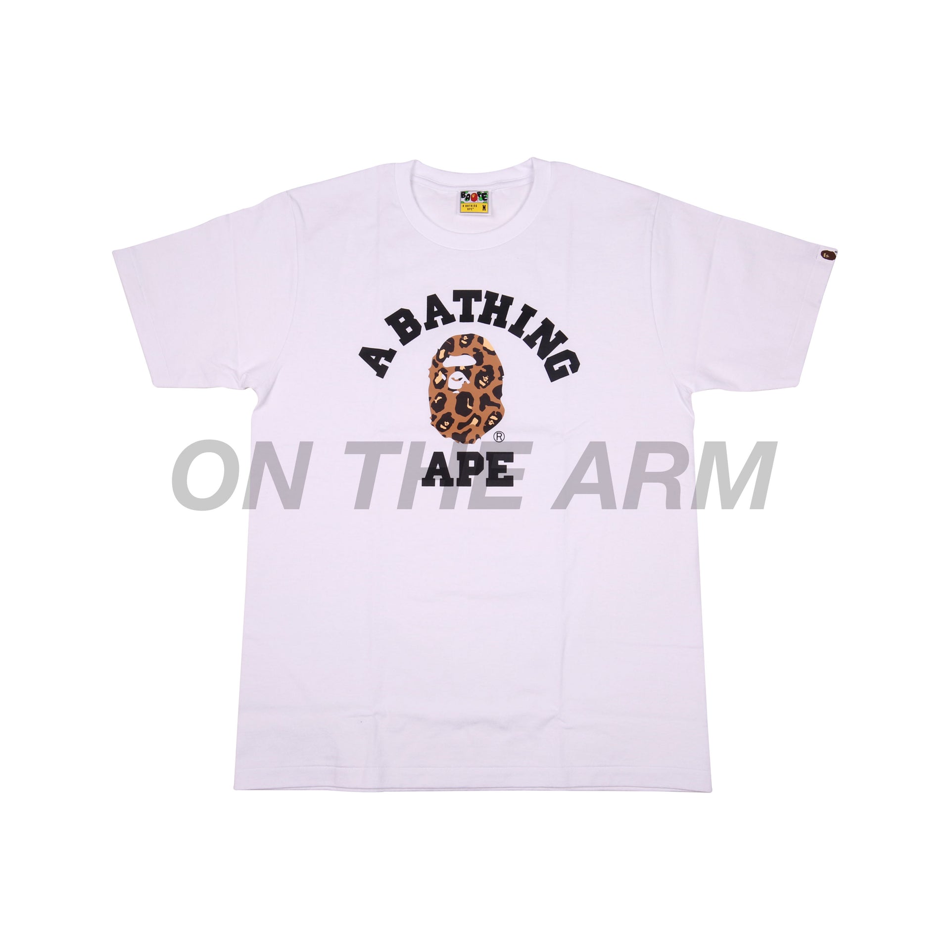 Bape White Leopard Camo College Logo Tee