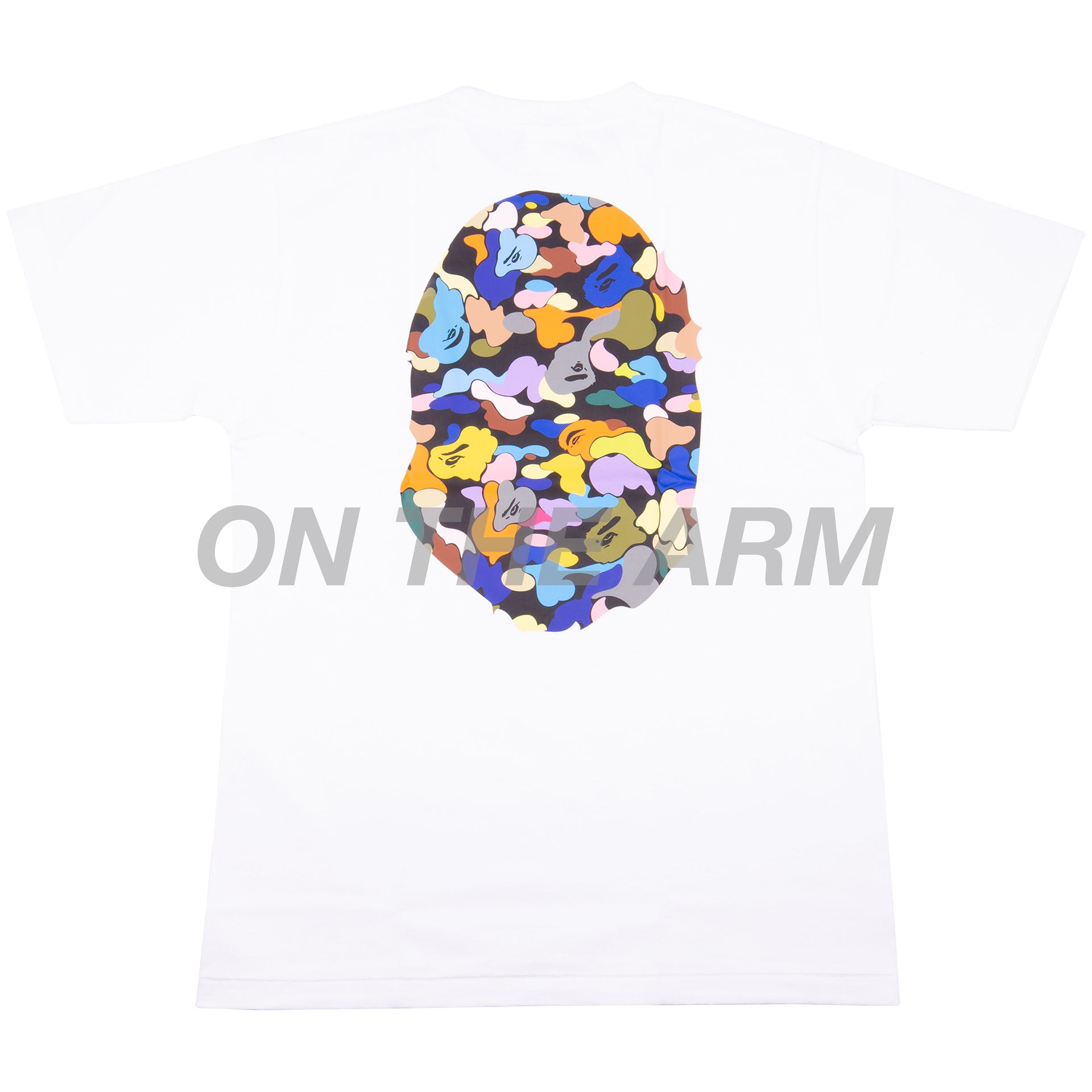 Bape White Multi Camo Big Ape Head Tee