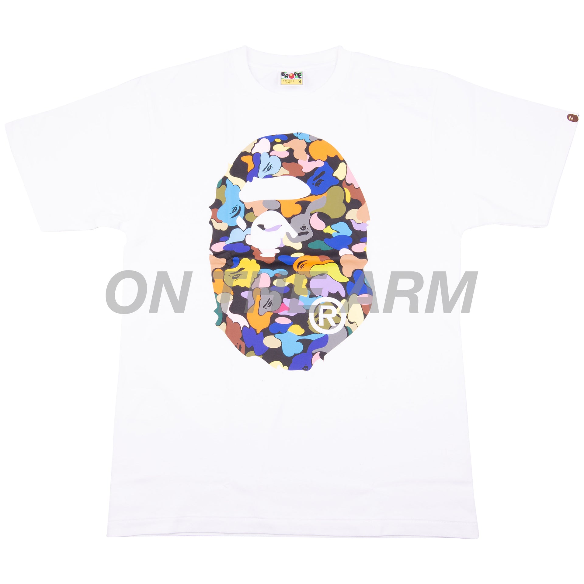 Bape White Multi Camo Big Ape Head Tee