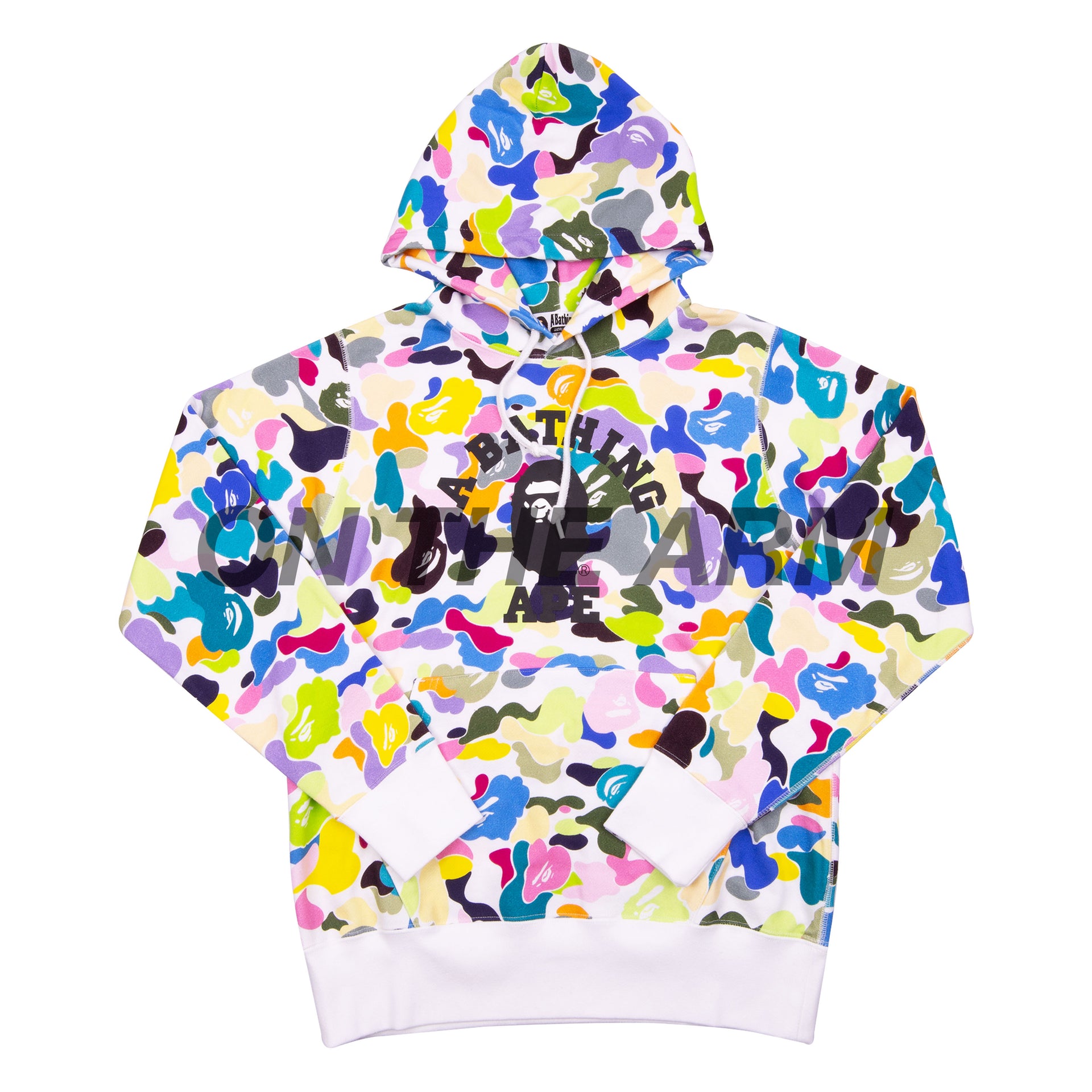 Bape White Multi Camo College Logo Hoodie