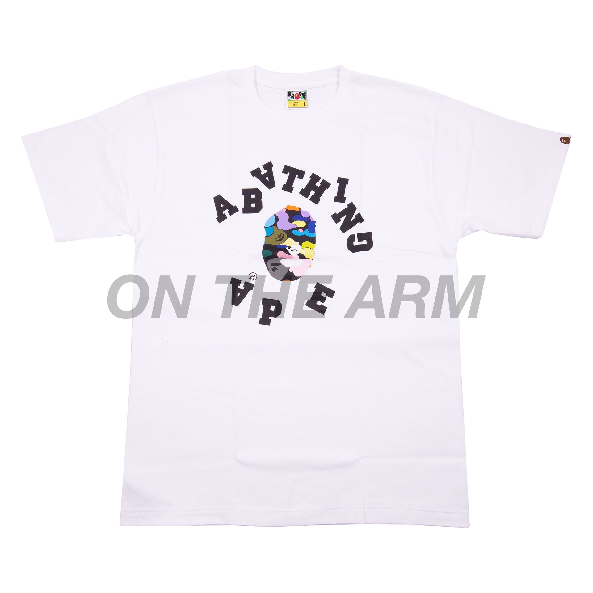 Bape White Multi Camo Broken College Logo Tee