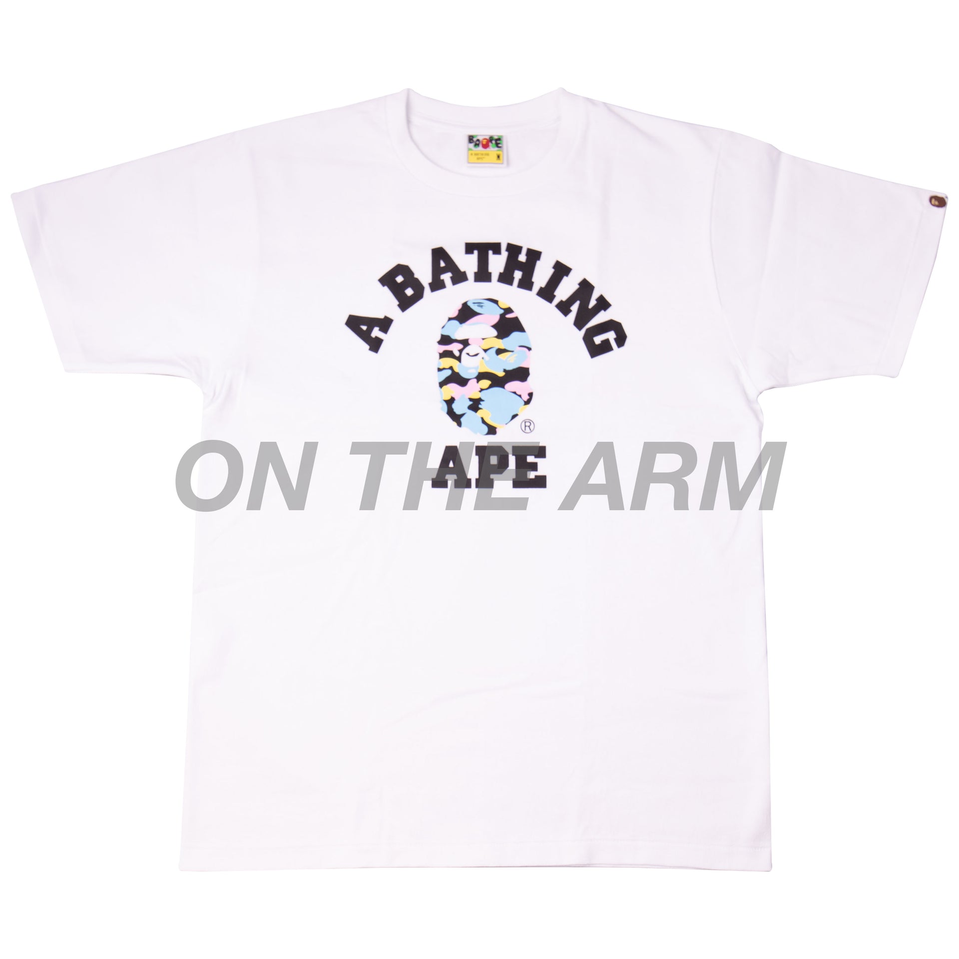 Bape White Multi Camo College Tee