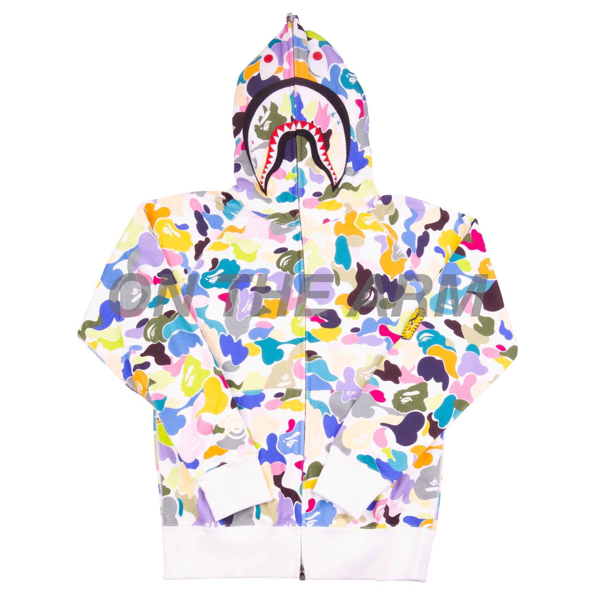 Bape White Multi Camo Shark Full Zip