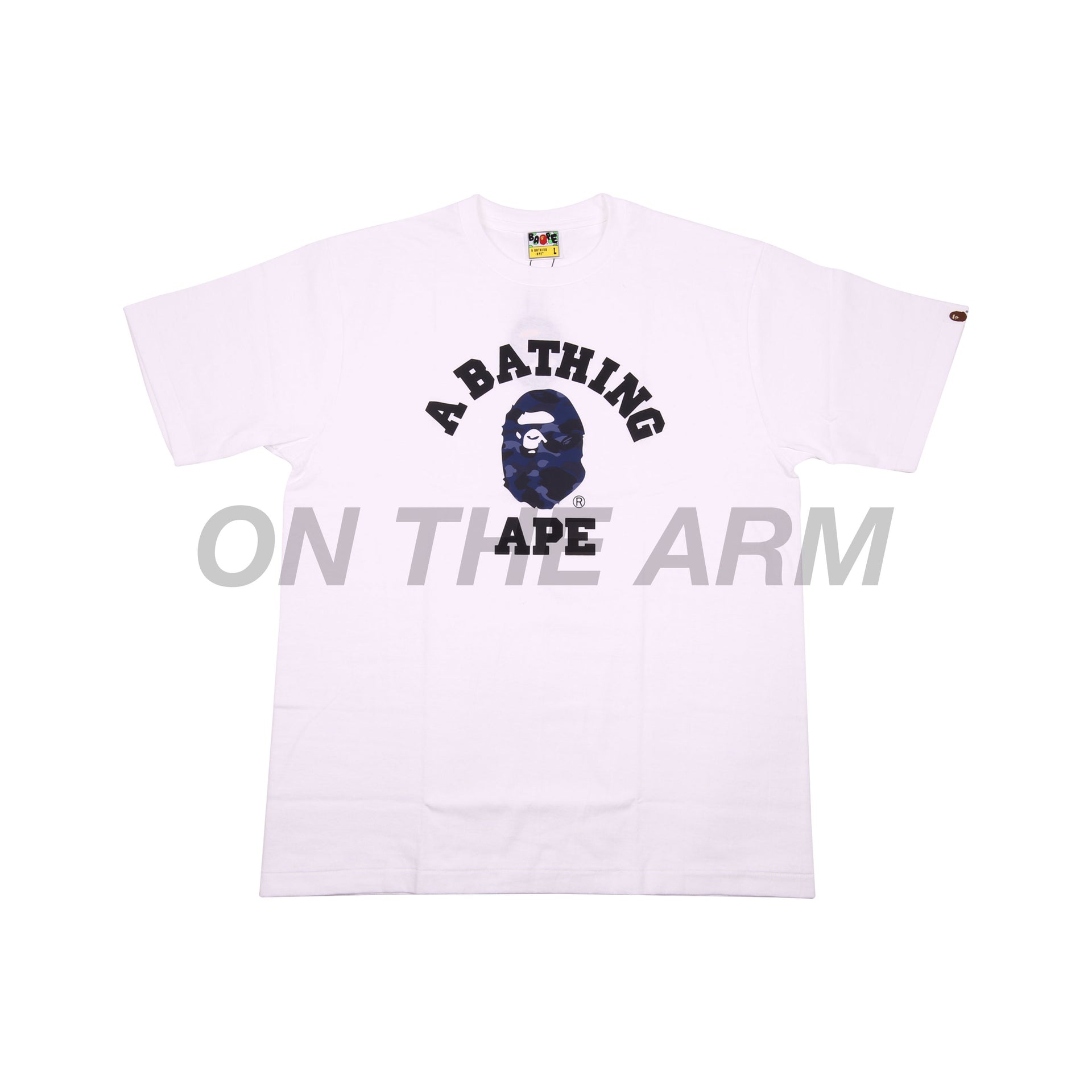 Bape White/Blue Reflective Camo College Logo Tee