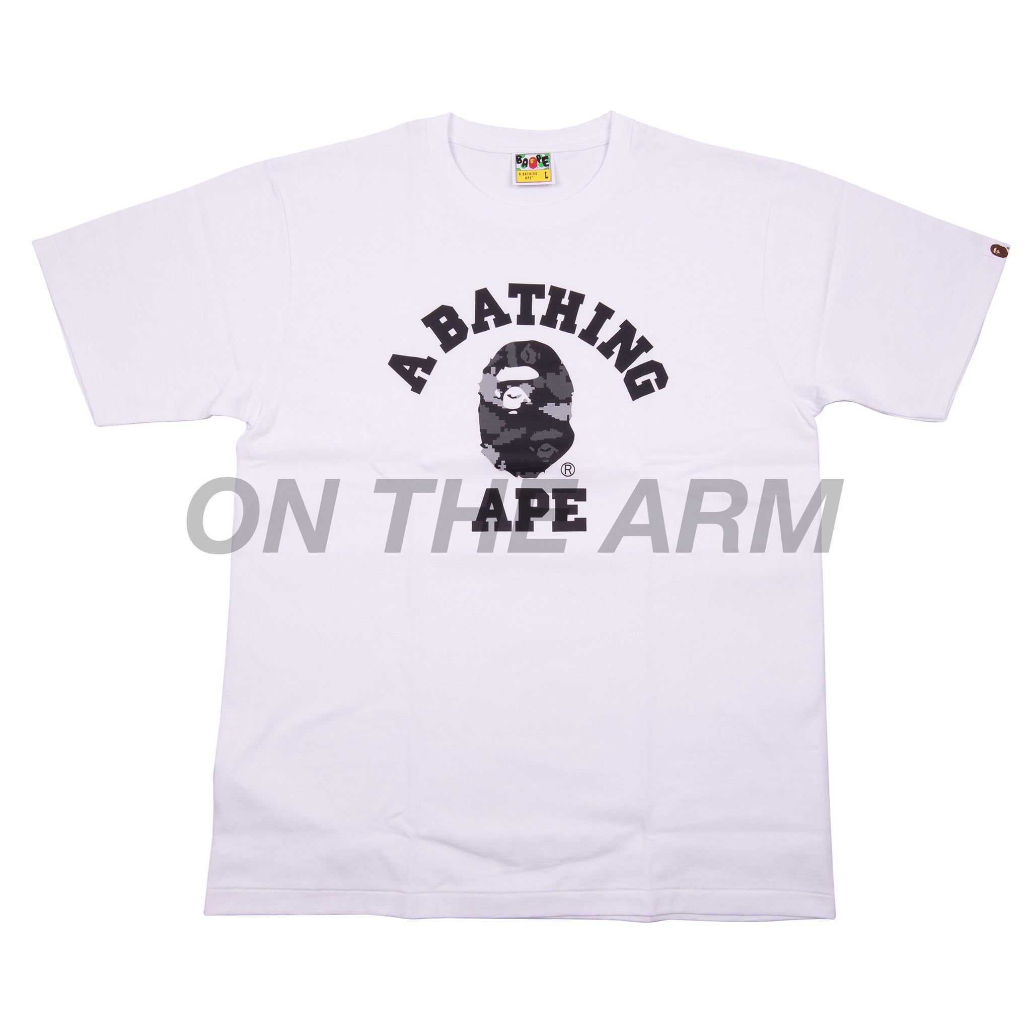 Bape White/Black Digital Camo College Logo Tee