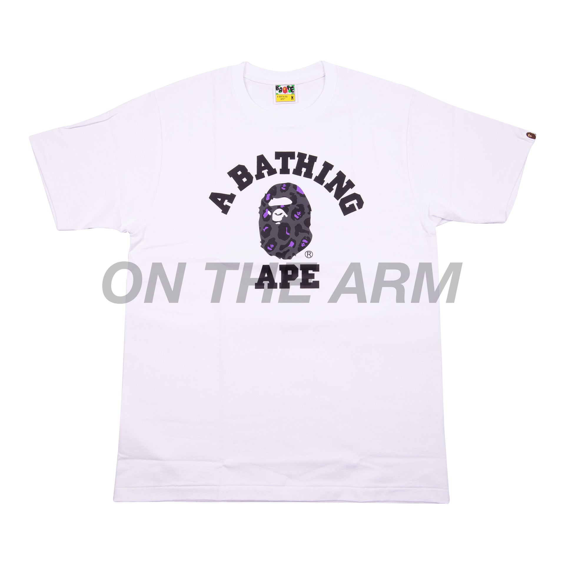 Bape White/Black Leopard Camo College Logo Tee