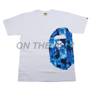 Bape White/Blue Fire Camo Side Ape Tee