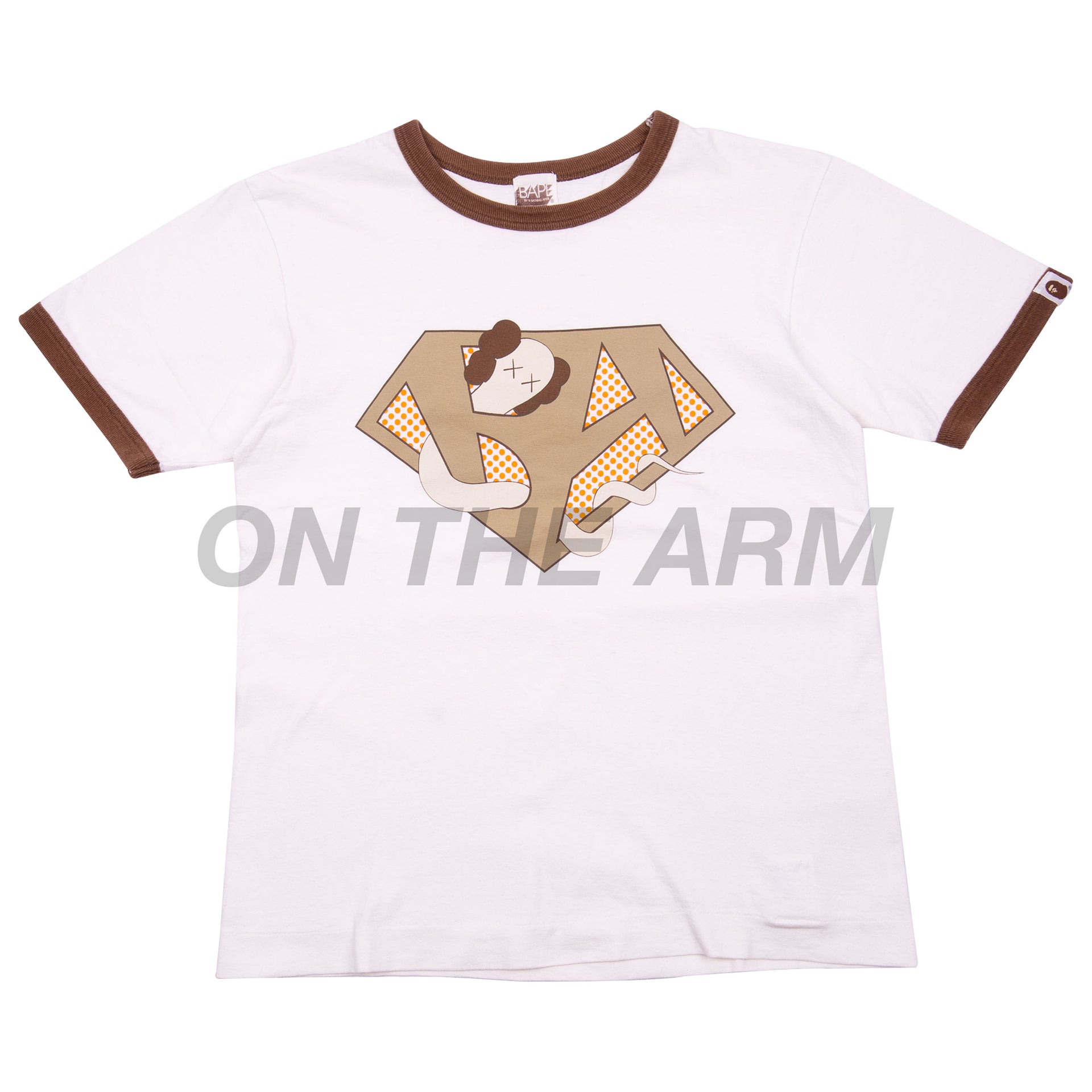 Bape White/Brown Kaws Ringer Tee