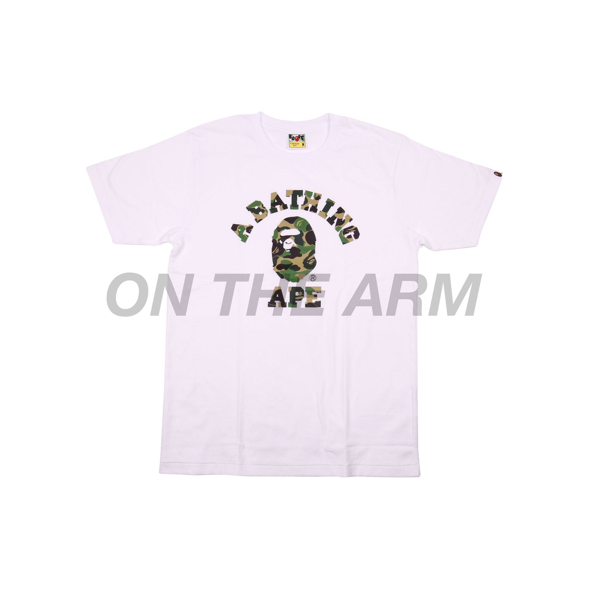 Bape White/Green Camo College Logo Tee