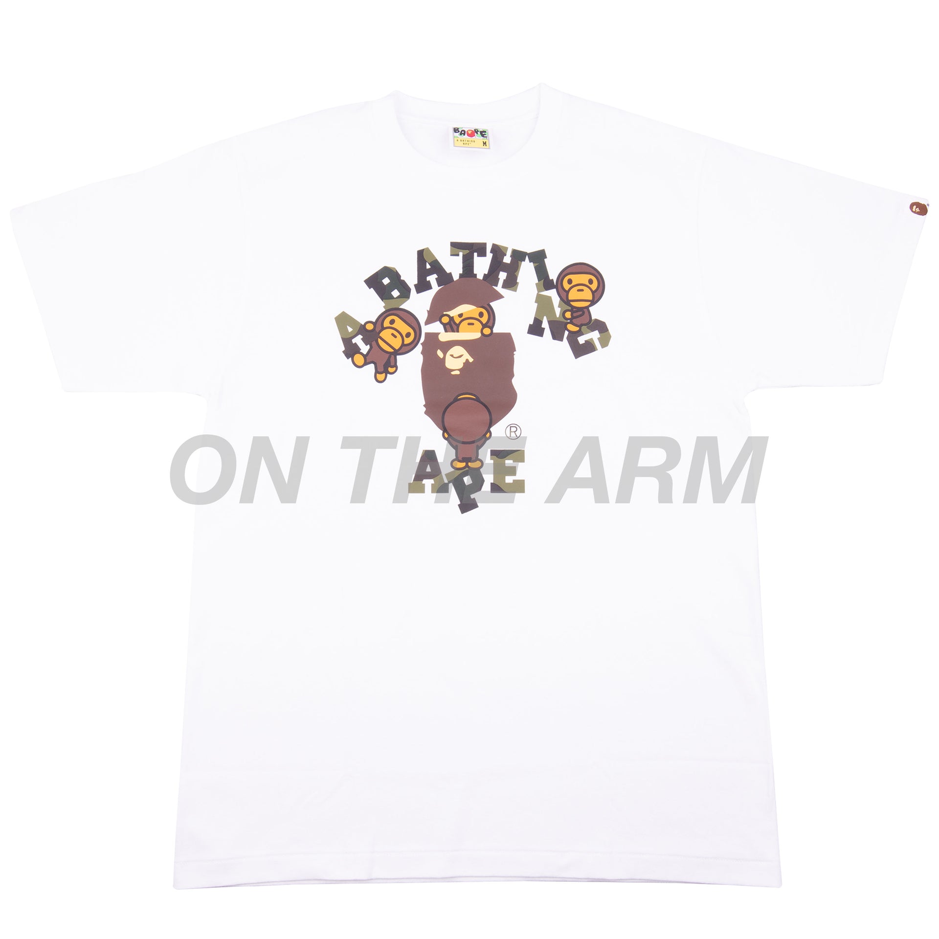 Bape White/Green Camo Milo College Logo Tee
