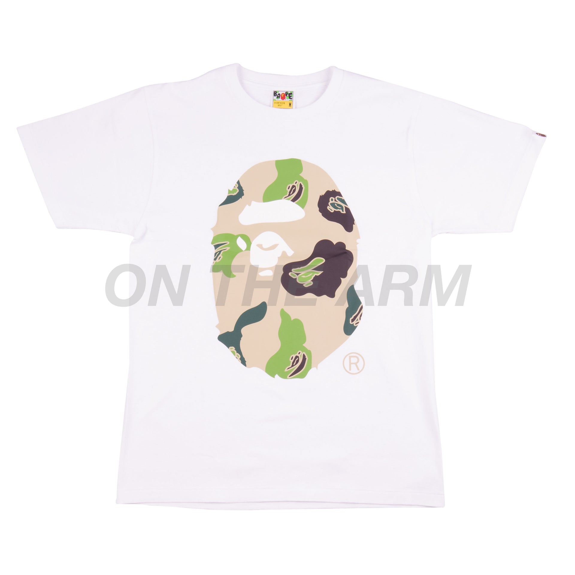 Bape White/Green Def Camo Ape Head Tee