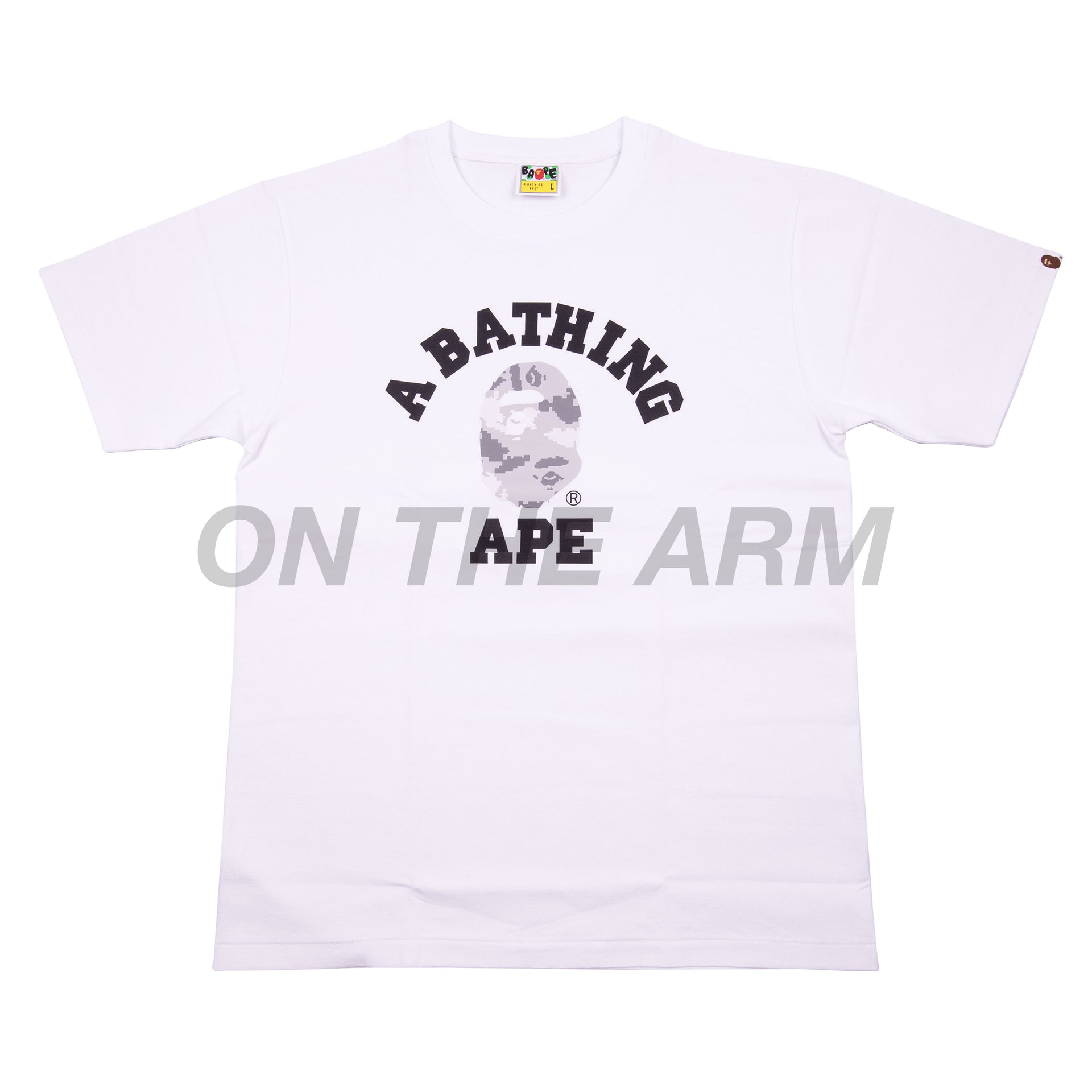 Bape White/Grey Digital Camo College Logo Tee