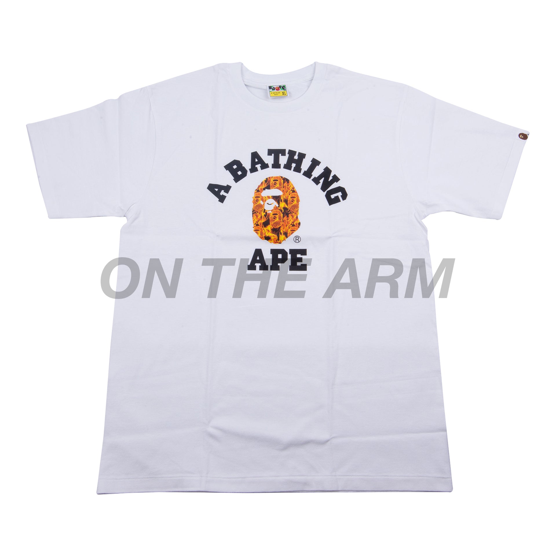 Bape White/Orange Fire Camo College Logo Tee