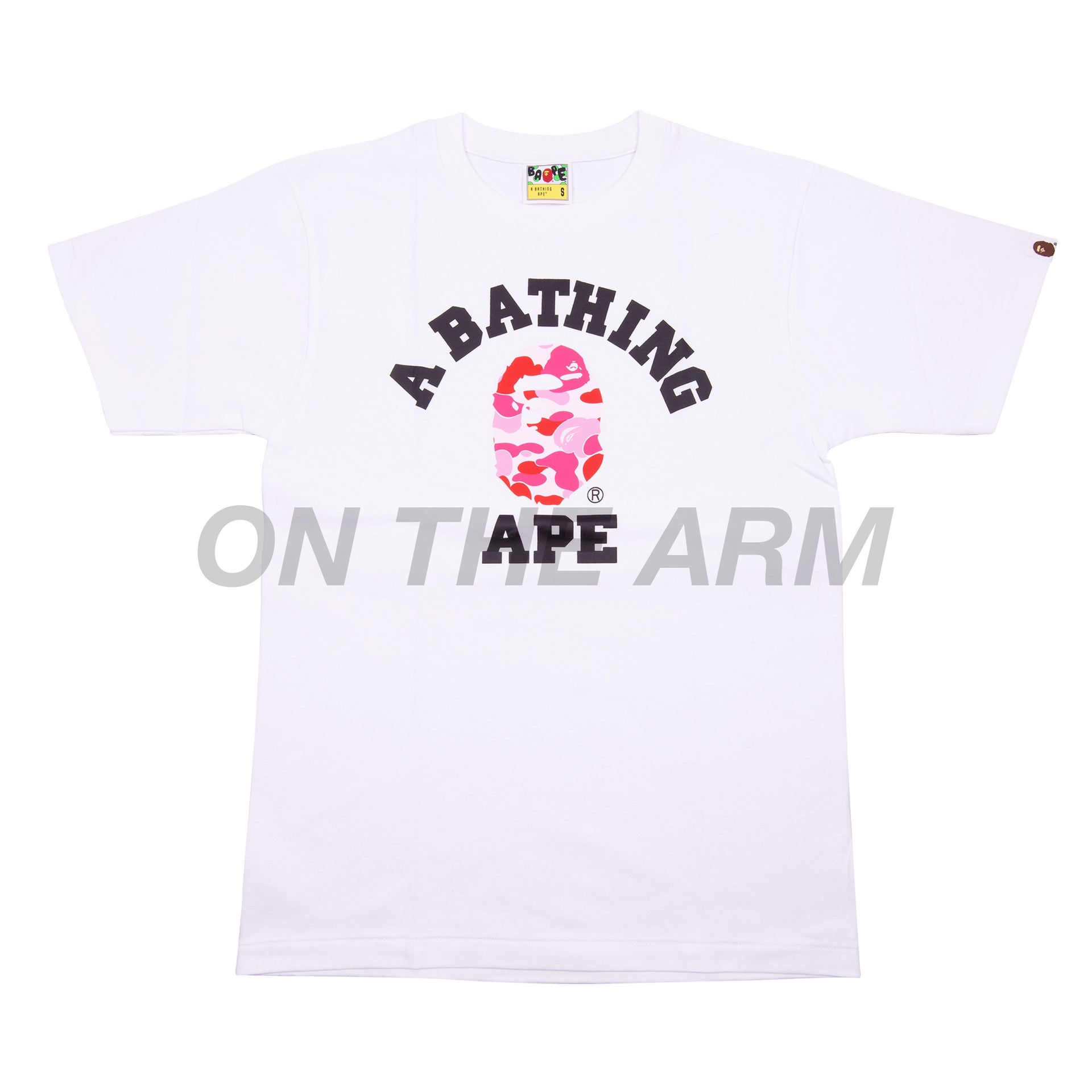 Bape White/Pink Camo College Logo Tee