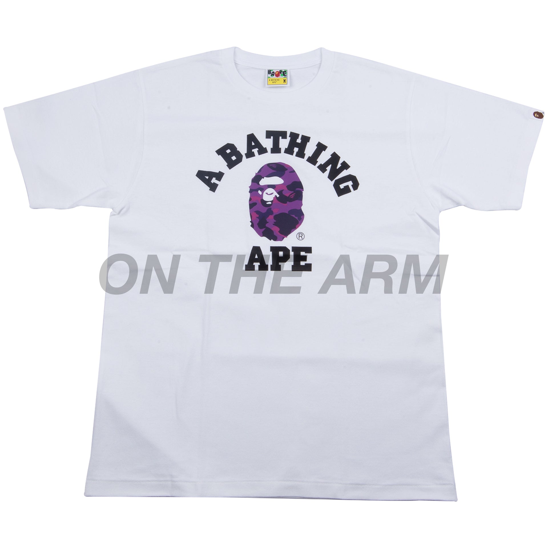 Bape White/Purple Camo College Logo Tee