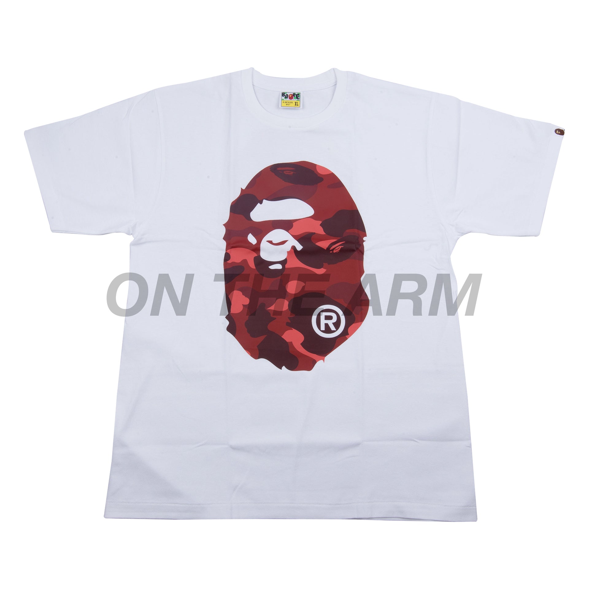 Bape White/Red ABC Camo Big Ape Head Tee