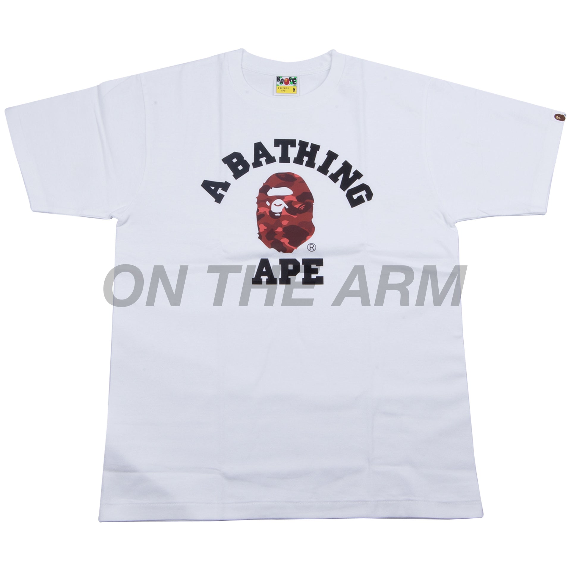 Bape White/Red Camo College Logo Tee