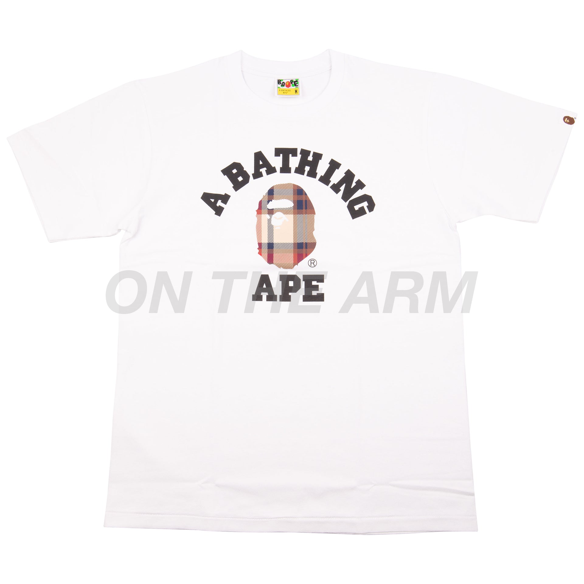 Bape White/Red Check College Logo Tee