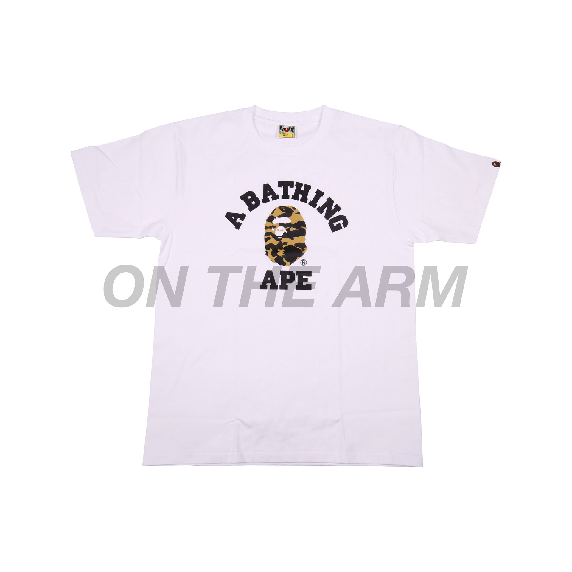 Bape White/Yellow Camo College Logo Tee