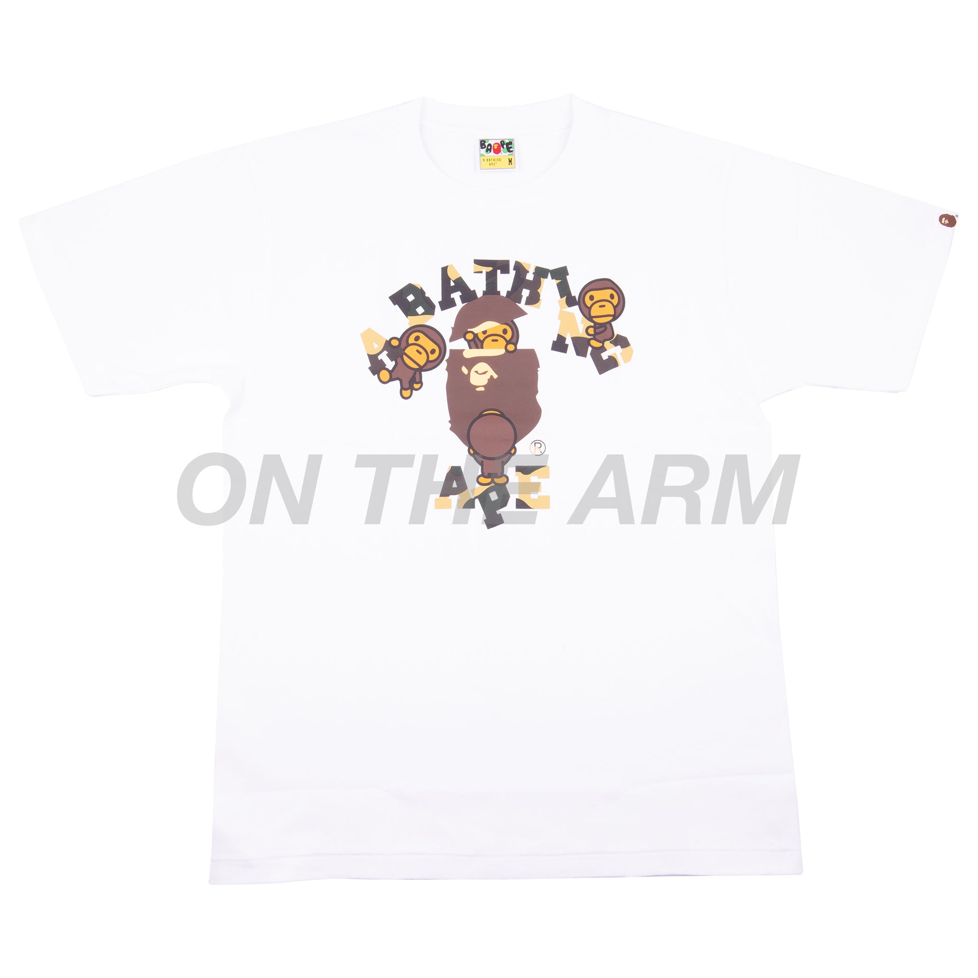 Bape White/Yellow Camo Milo College Logo Tee