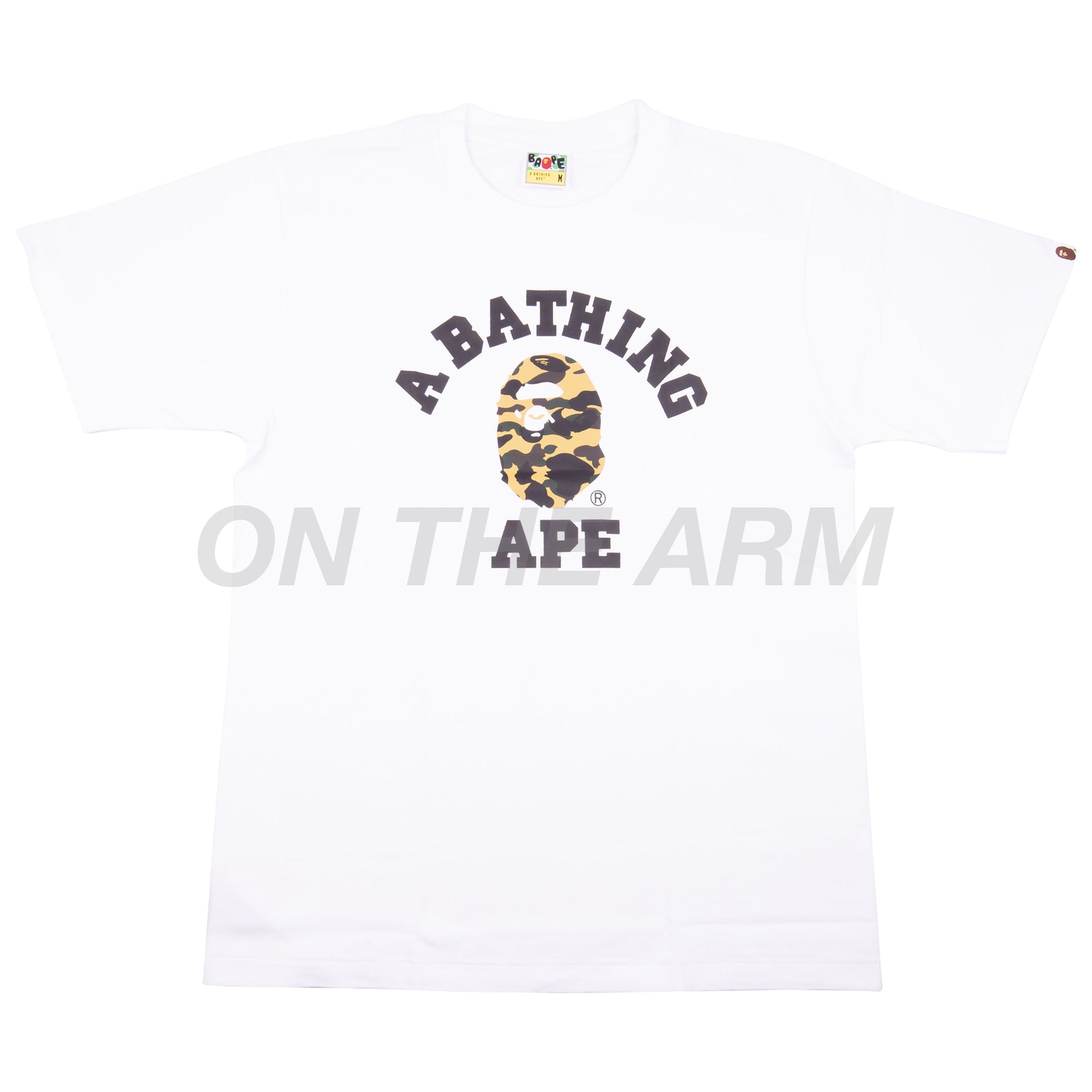 Bape White/Yellow First Camo College Logo Tee
