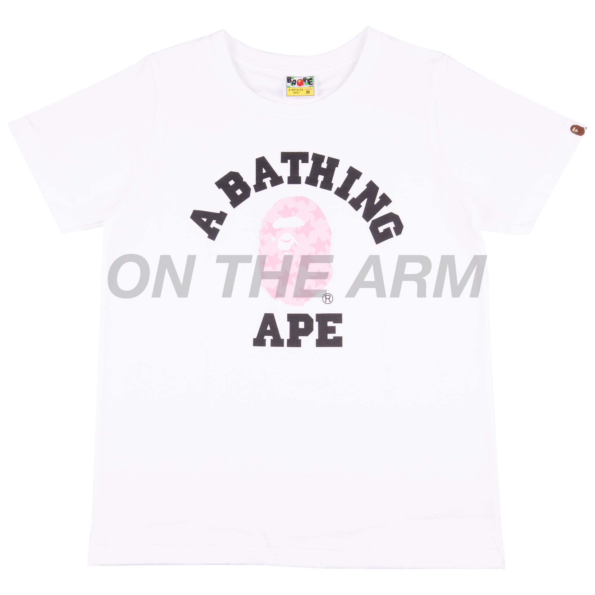 Bape Women's White/Pink Sta College Tee