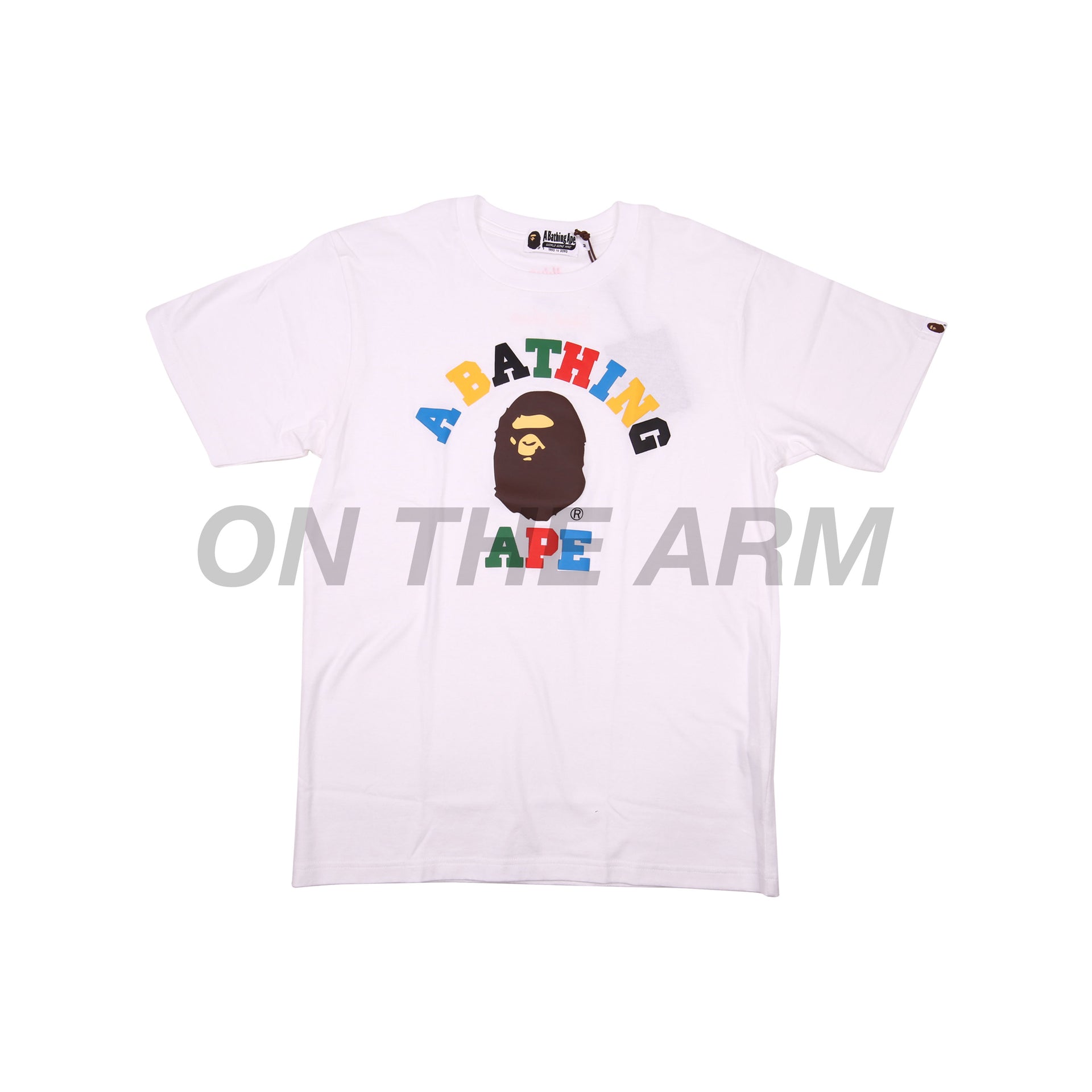 Bape White Cut & Sew College Logo Tee