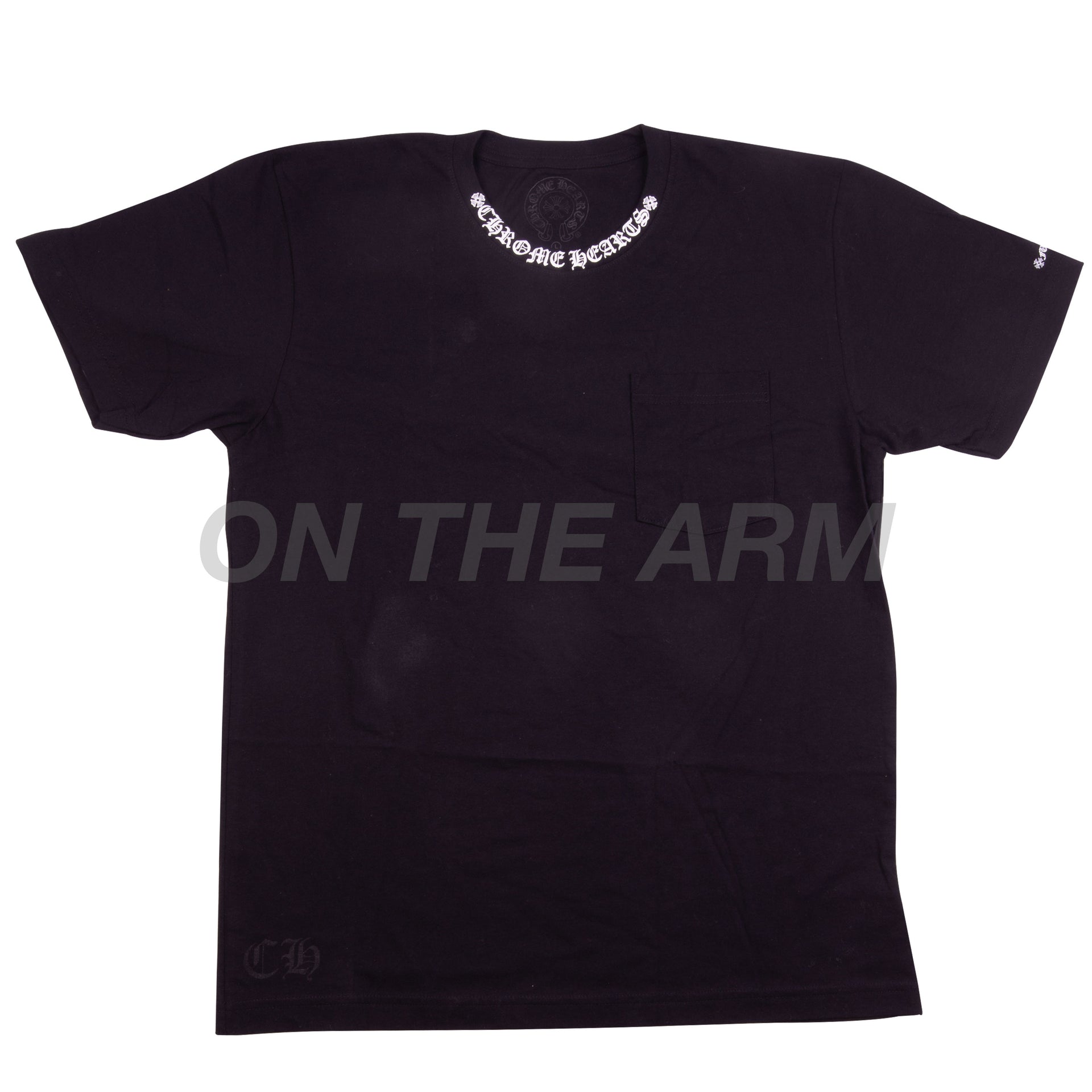 Chrome Hearts Black Neck Logo Pocket Tee