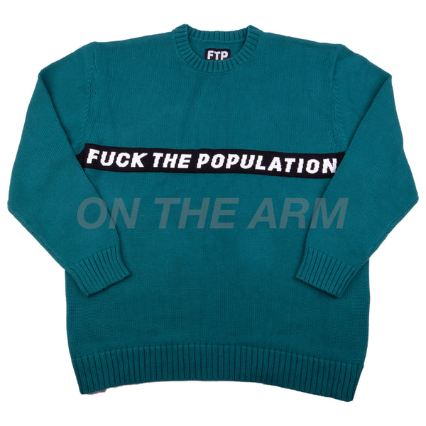 FTP Green Spell Out Knit Sweater