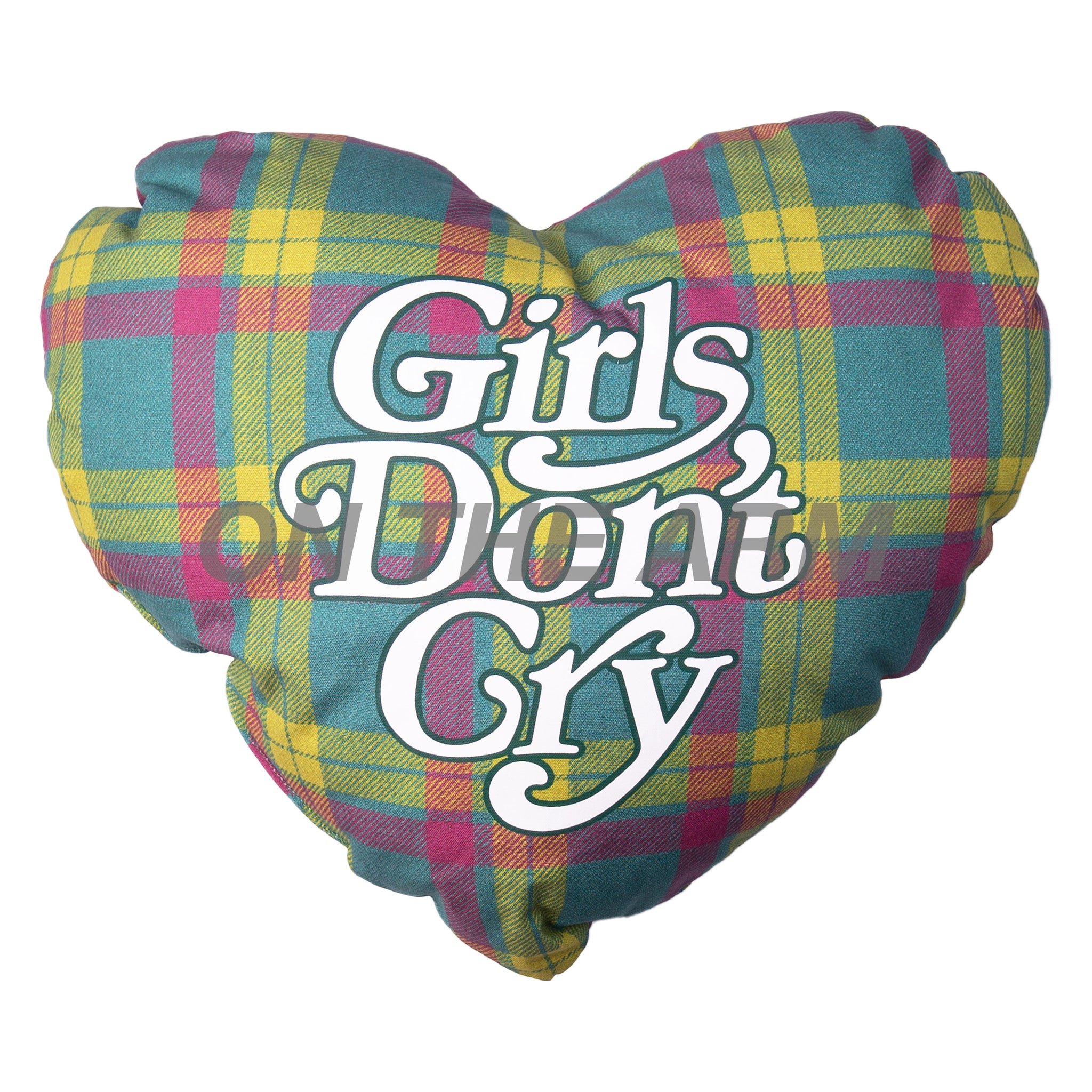 Girls Dont Cry Plaid Heart Pillow