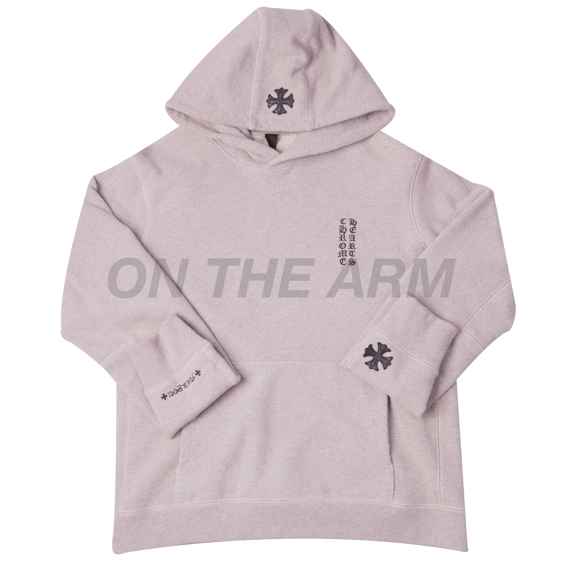 Chrome Hearts Grey Leather Patches Hoodie USED