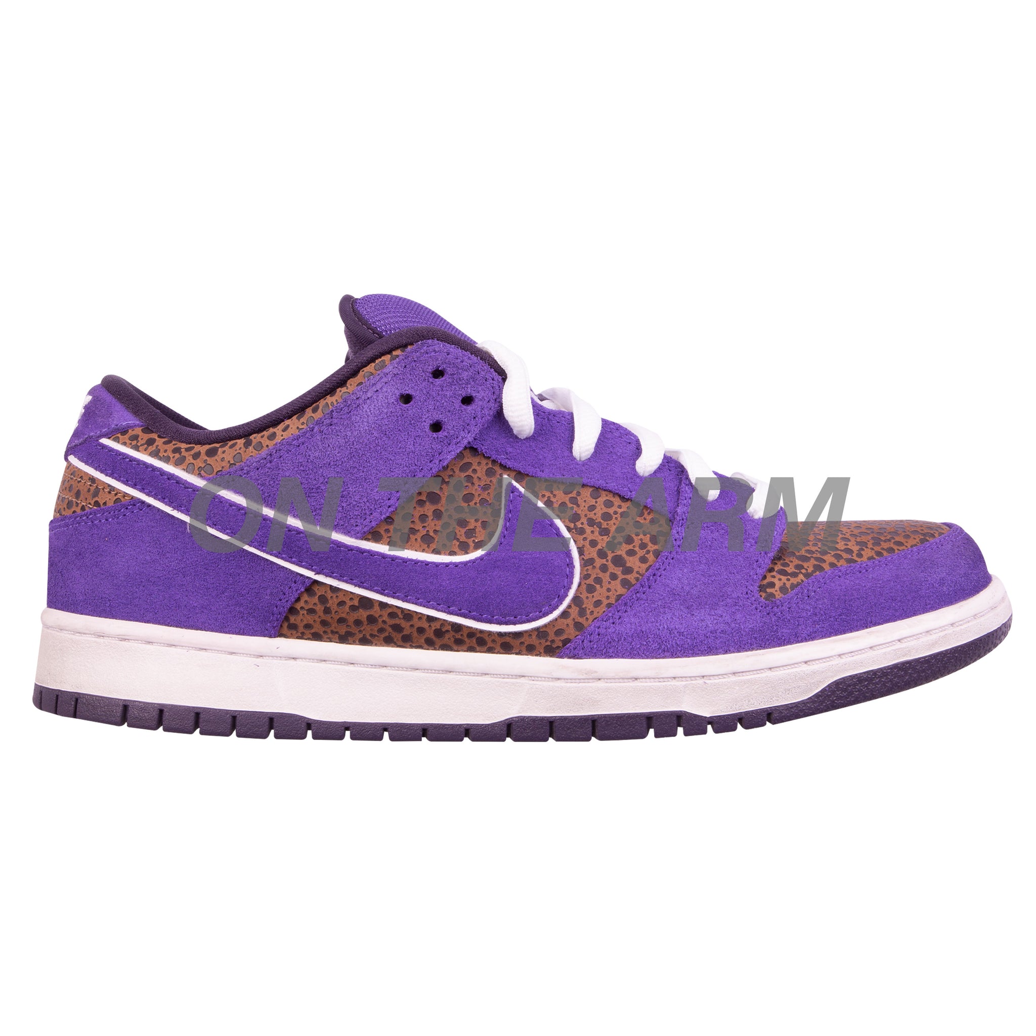 Nike SB Purple Safari Dunk Low Premium USED On The Arm