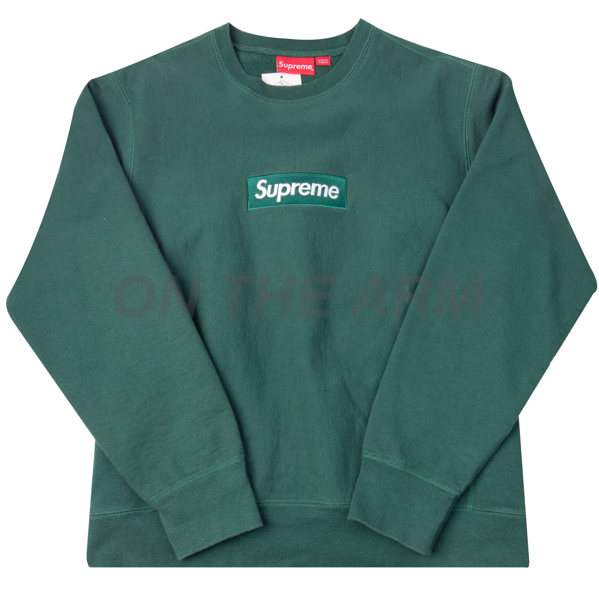 Supreme Dark Green FW18 Box Logo Crewneck USED On The Arm