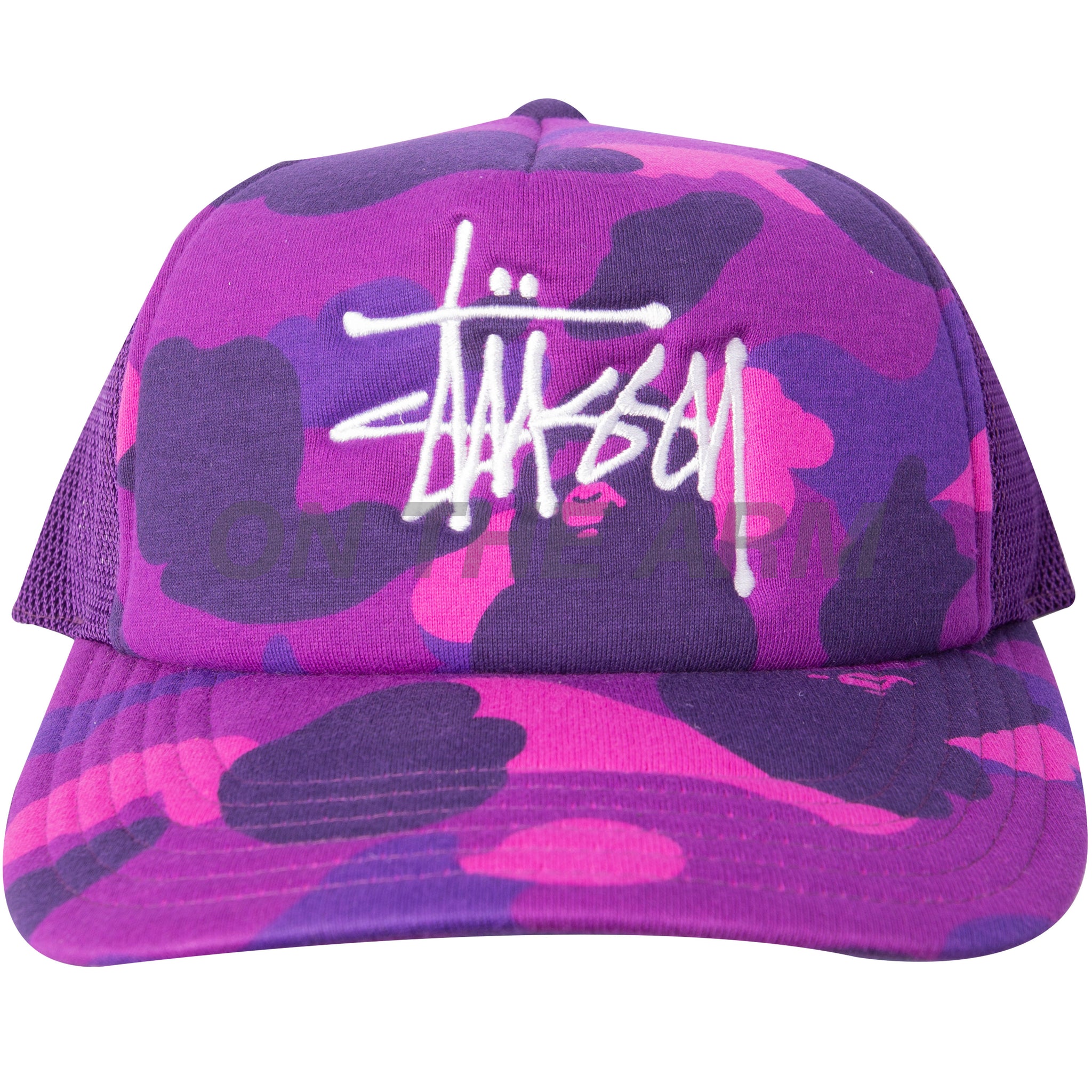 Bape Purple Camo Stussy Trucker Hat