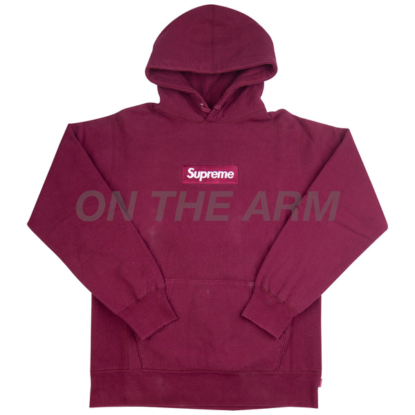 Supreme burgundy shop box logo hoodie