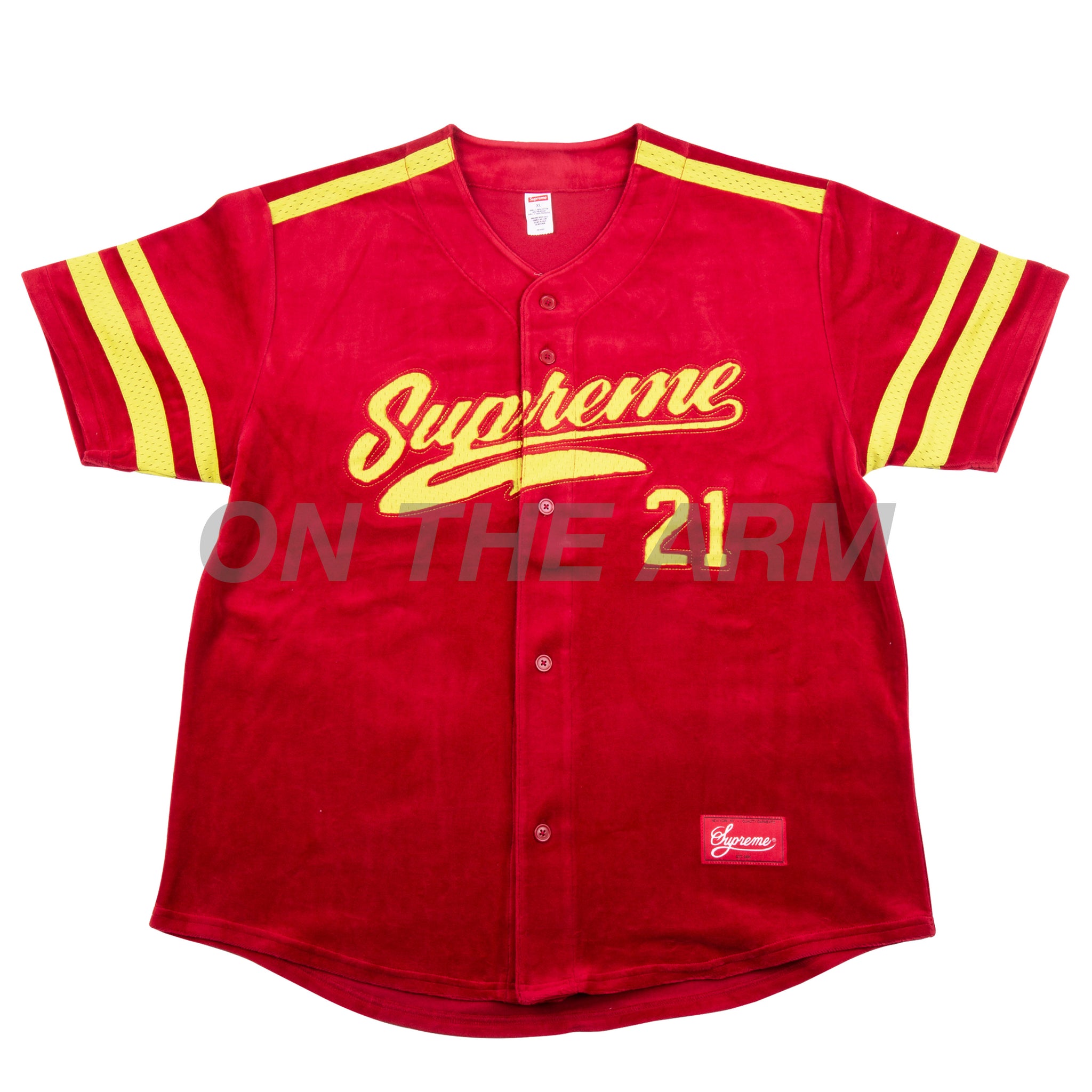 Supreme Red Velour Baseball Jersey