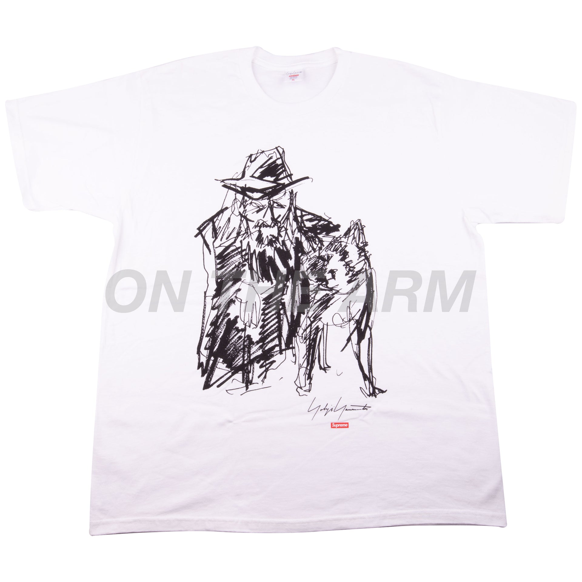 Supreme White Yohji Yamamoto Scribble Portrait Tee