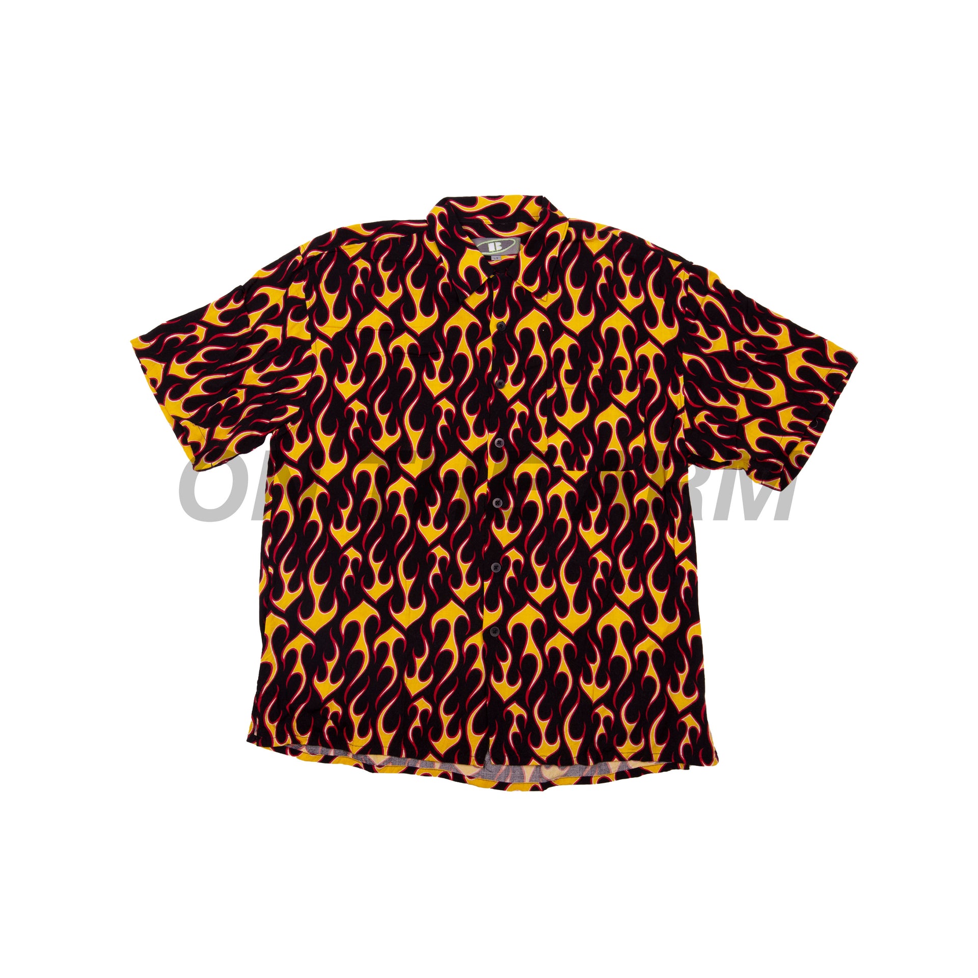 Vintage Black Flames Button Up