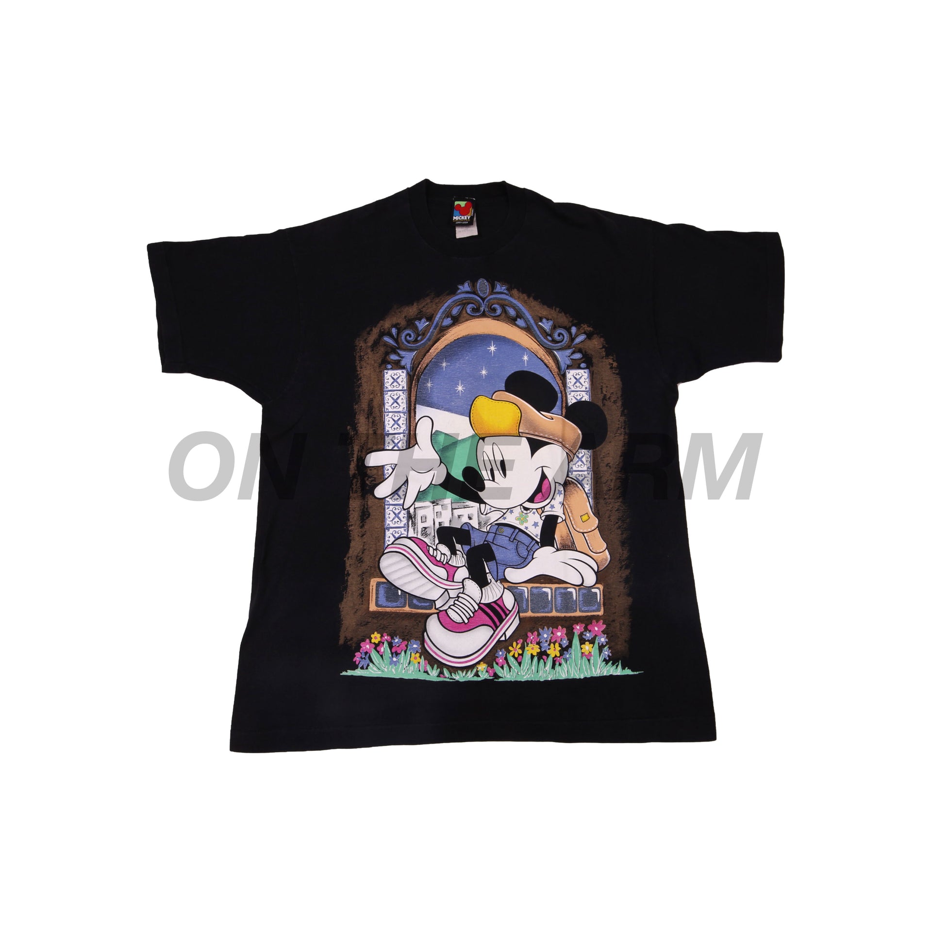Vintage Black Mickey Flowers Tee