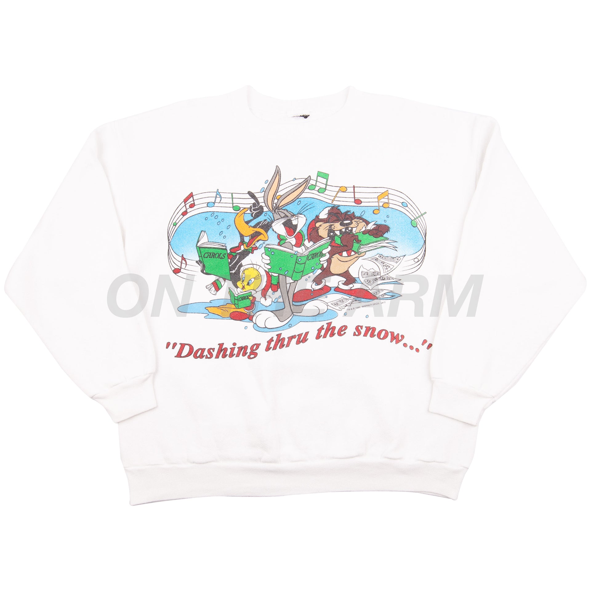 Vintage White Looney Tunes Christmas Crew