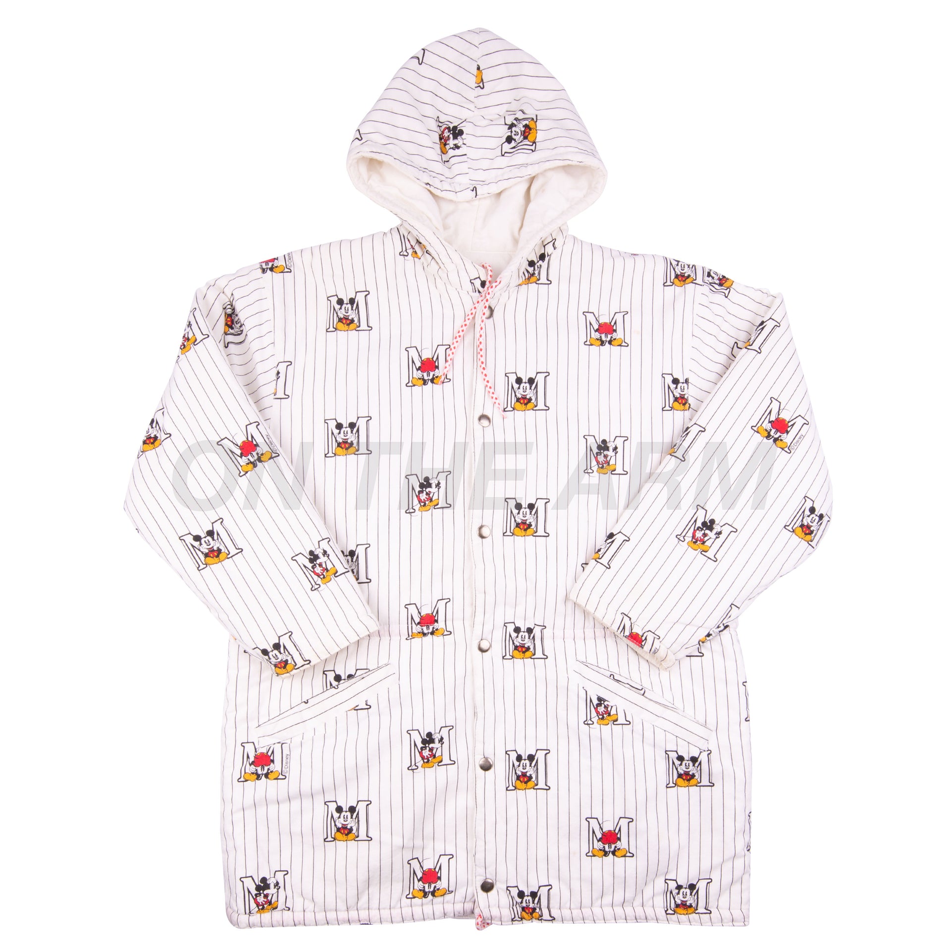 Vintage White Pinstripe Reversible Mickey Parka