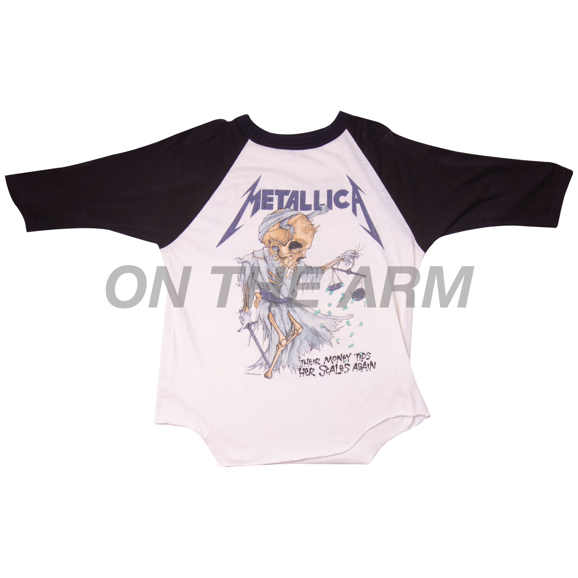 Vintage White/Black Metallica Tips Raglan (1988)
